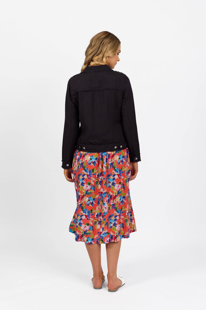 2026A Navy - Linen Jacket with Frayed Seams - Vassalli