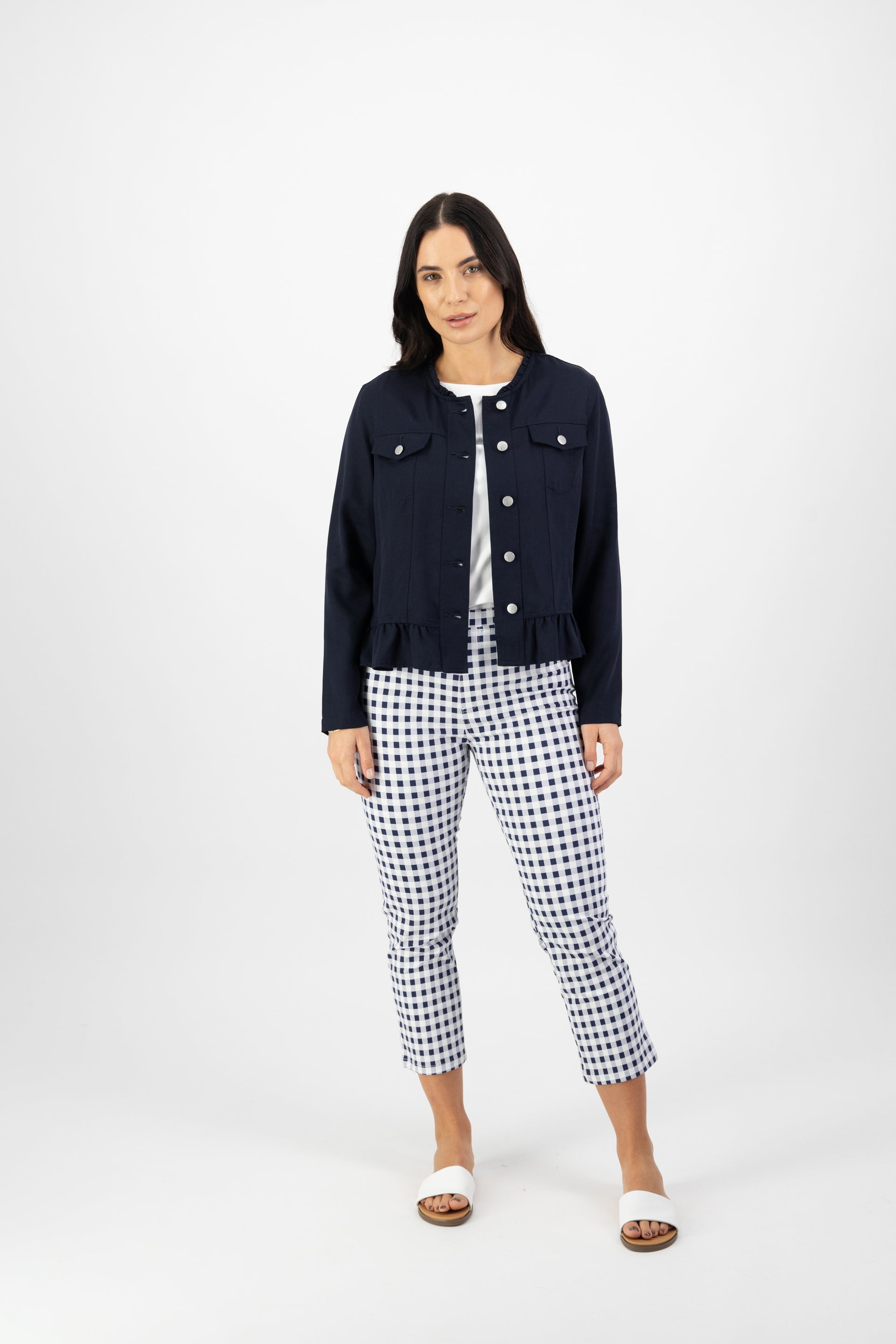 2047N Ink - Jacket with Frill Hem - Vassalli