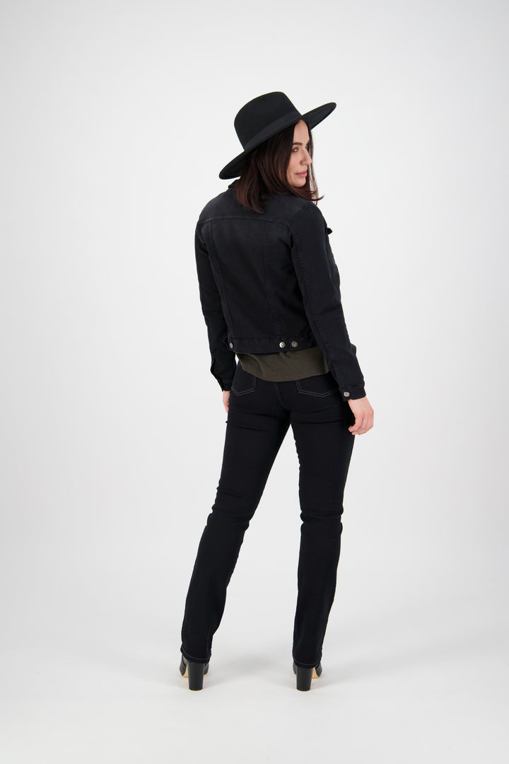 2053K Black - Knit Denim Button-Up Jacket - Vassalli