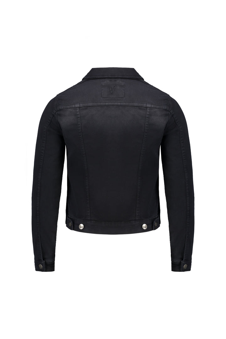 2053K Black - Knit Denim Button-Up Jacket - Vassalli