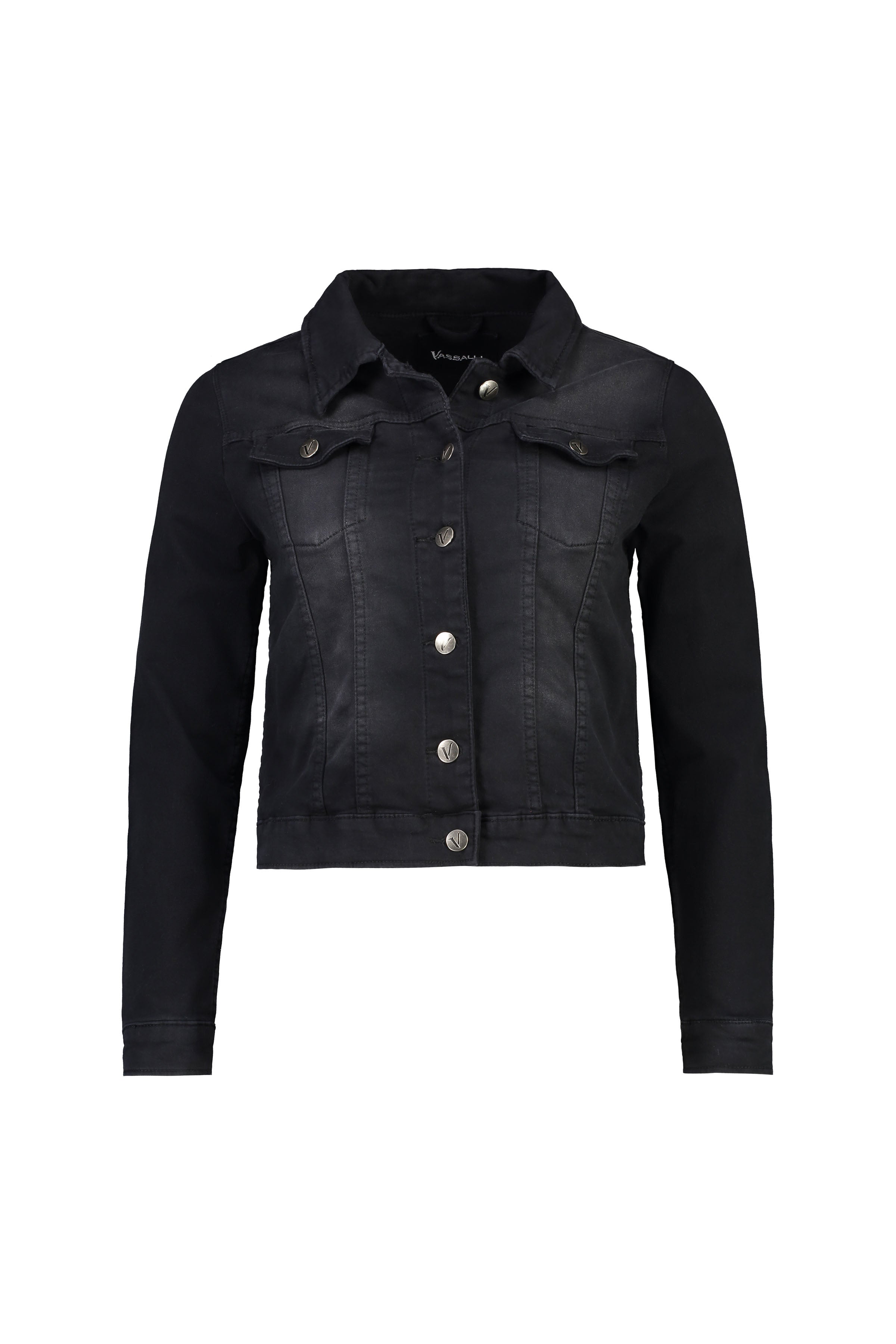 2053K Black - Knit Denim Button-Up Jacket - Vassalli