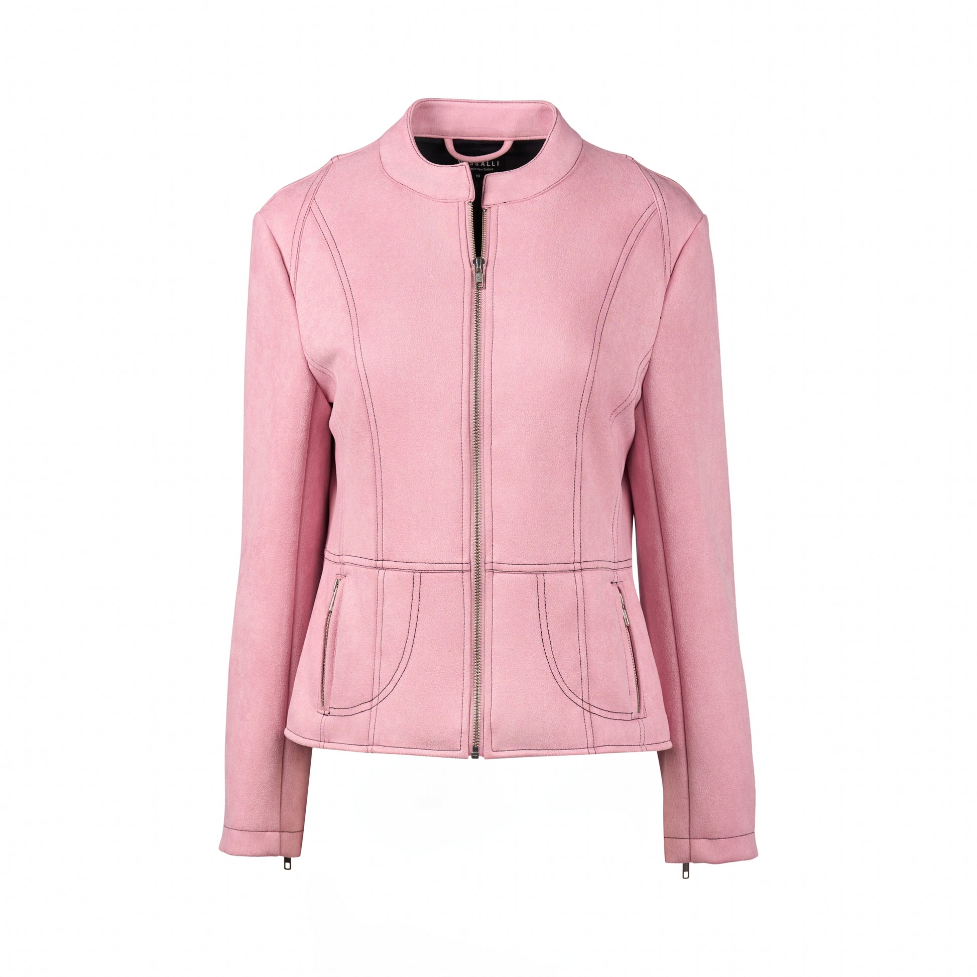 2059B Rose - Long Sleeve Lined Zip Up Jacket with Front Zip detailing - Vassalli