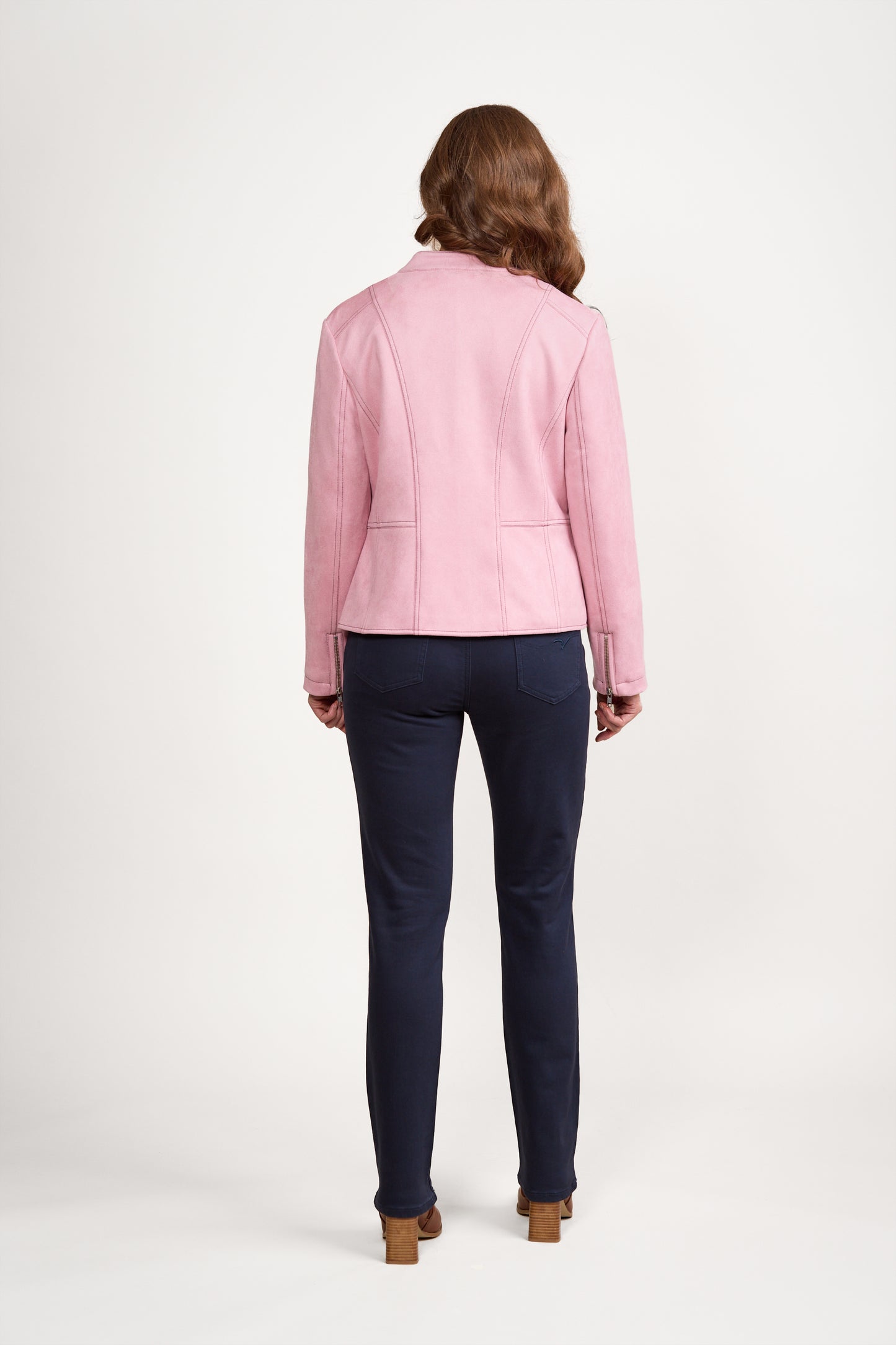 2059B Rose - Long Sleeve Lined Zip Up Jacket with Front Zip detailing - Vassalli