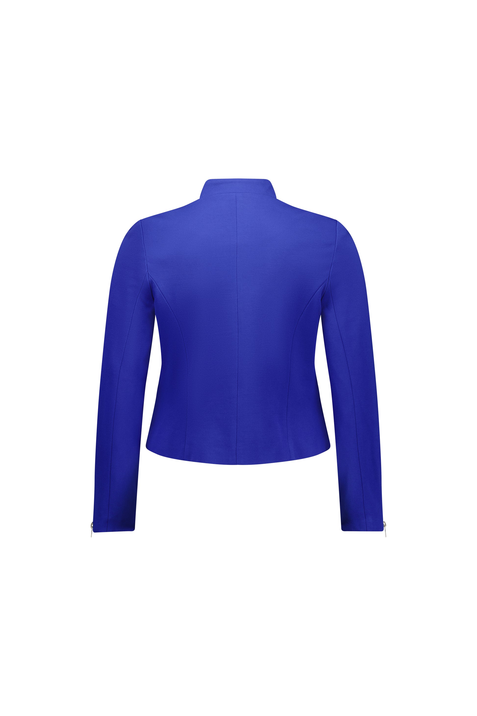 2067 Royal Blue - Zip Up Military Style Lined Jacket with Button Detail - Vassalli