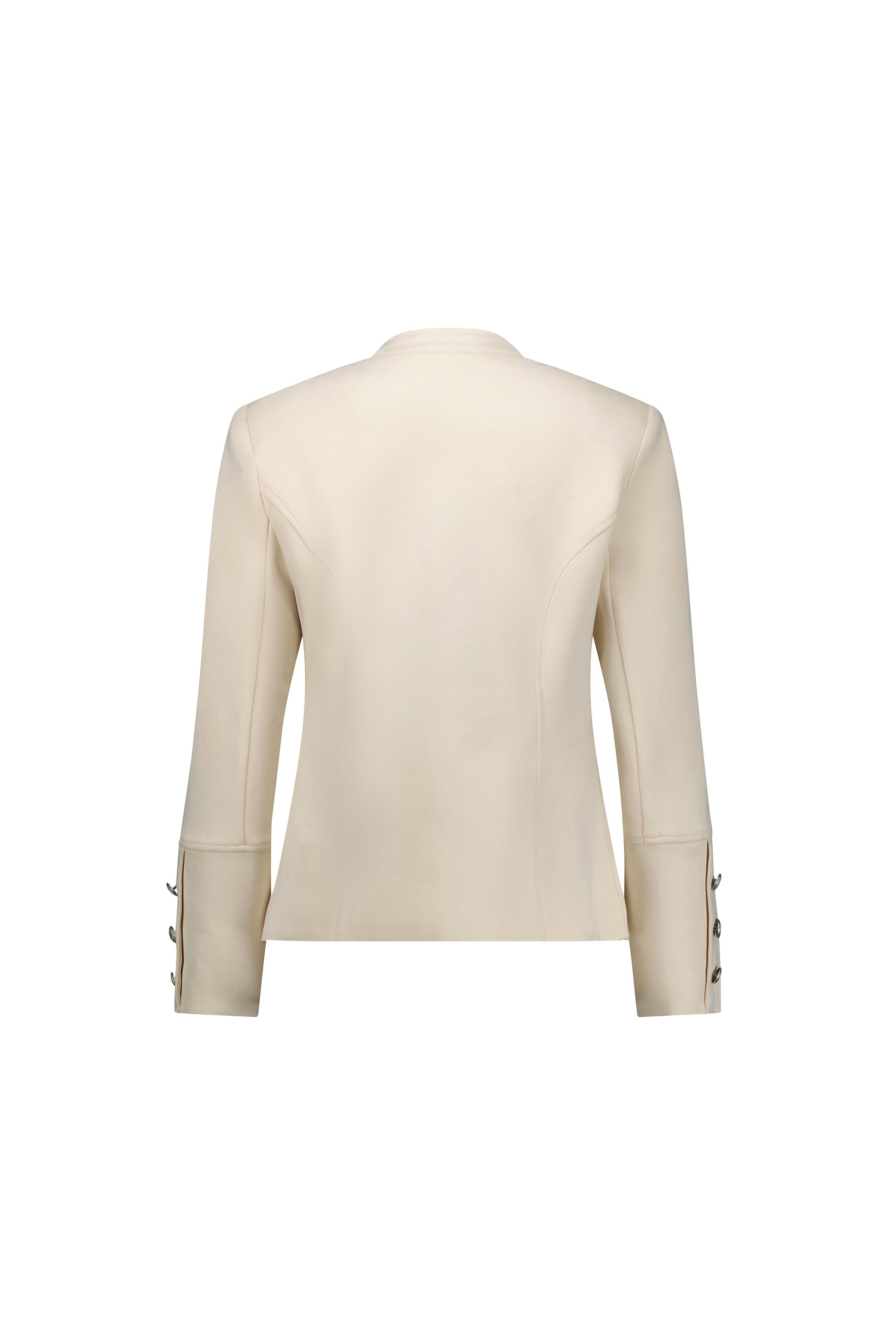 2078 Ivory - Military Style Jacket with Button Front Detail - Vassalli