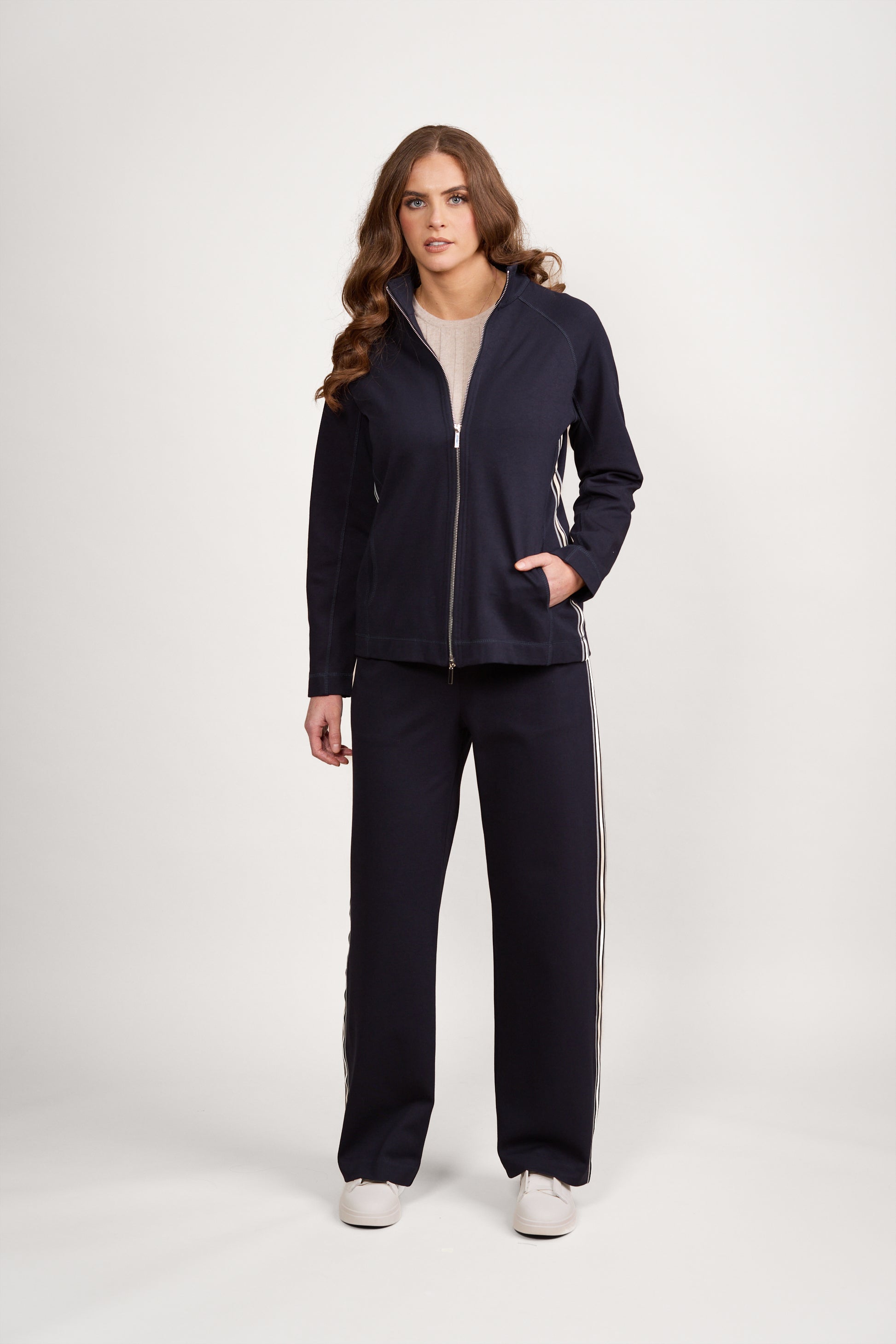 2080 Ink - Zip Up Leisure Jacket with Side Stripe Detail - Vassalli