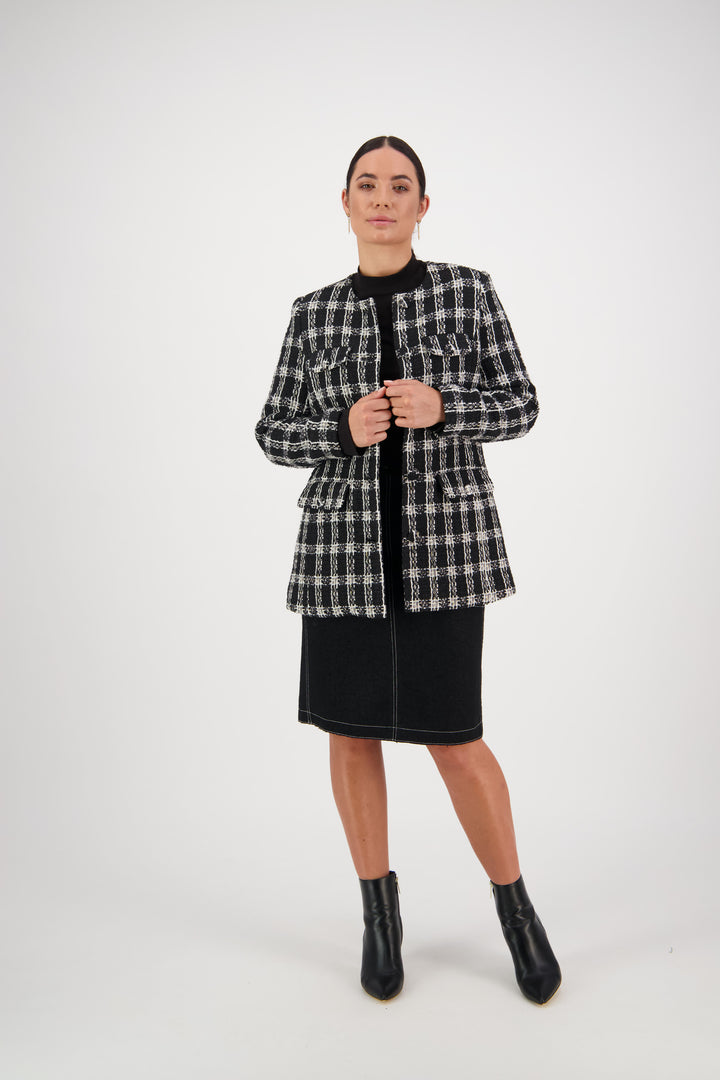 2081 Starlight - Mid Length Collarless Coat - Vassalli
