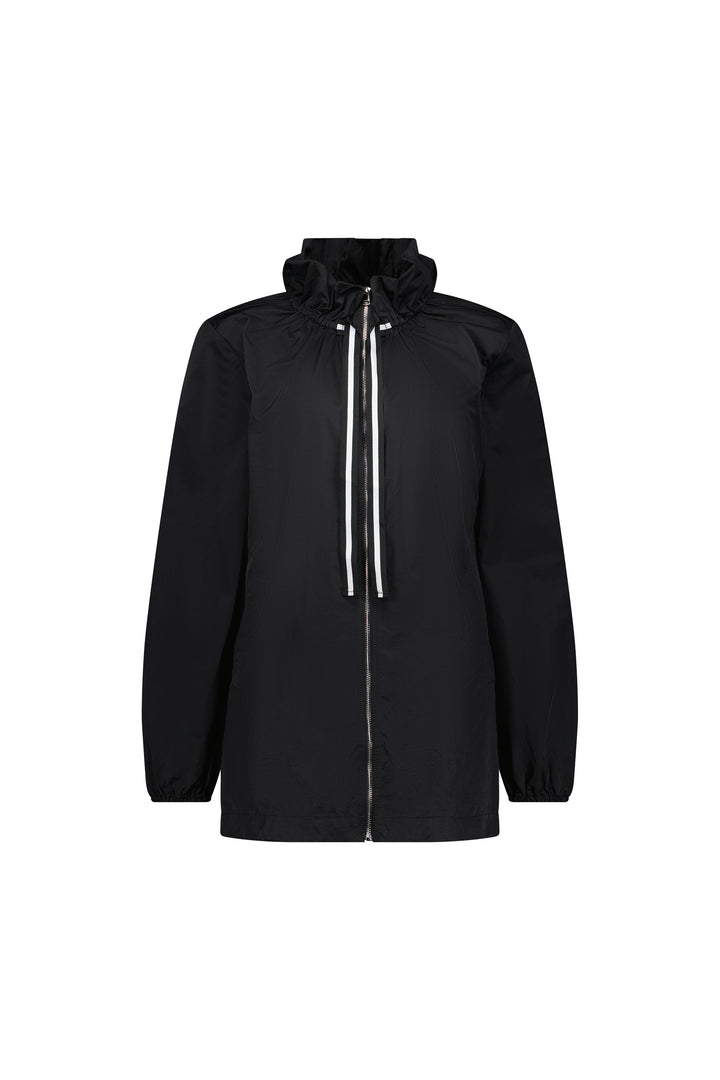 2082 Black - Elastic Neckline Jacket with Contrast Trims - Vassalli