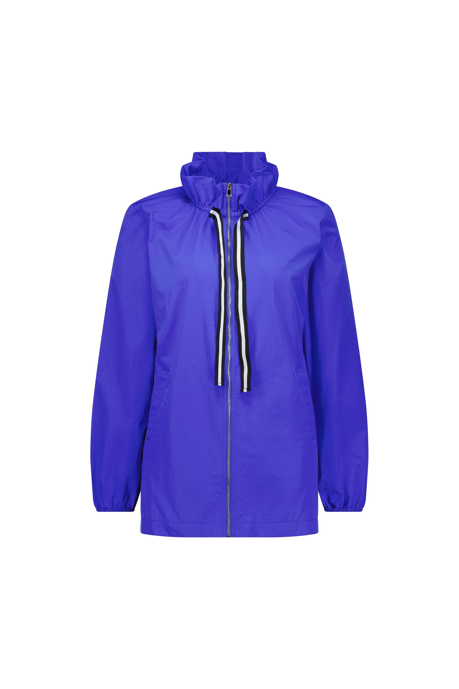 2082 Royal Blue - Elastic Neckline Jacket with Contrast Trims - Vassalli
