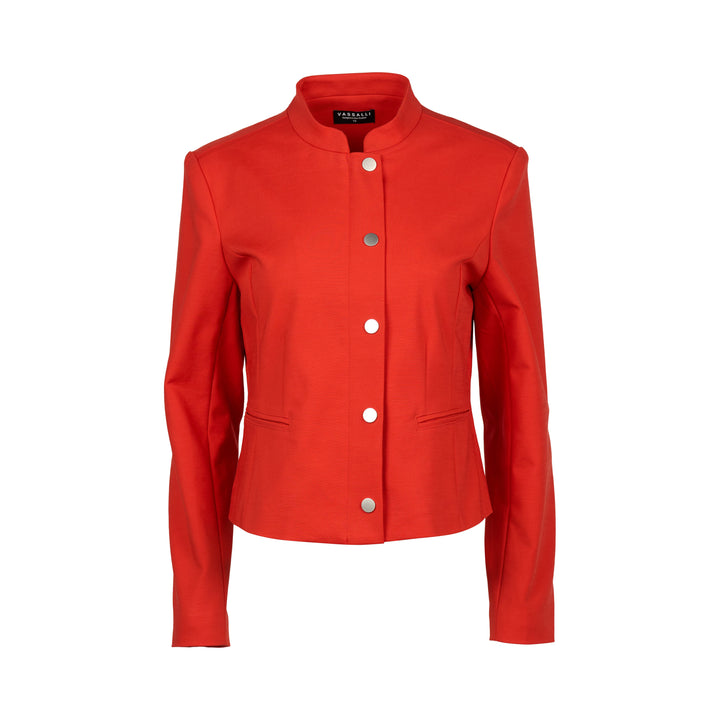 2084 Blood Orange - Collarless Short Jacket with Concealed Zip - Vassalli