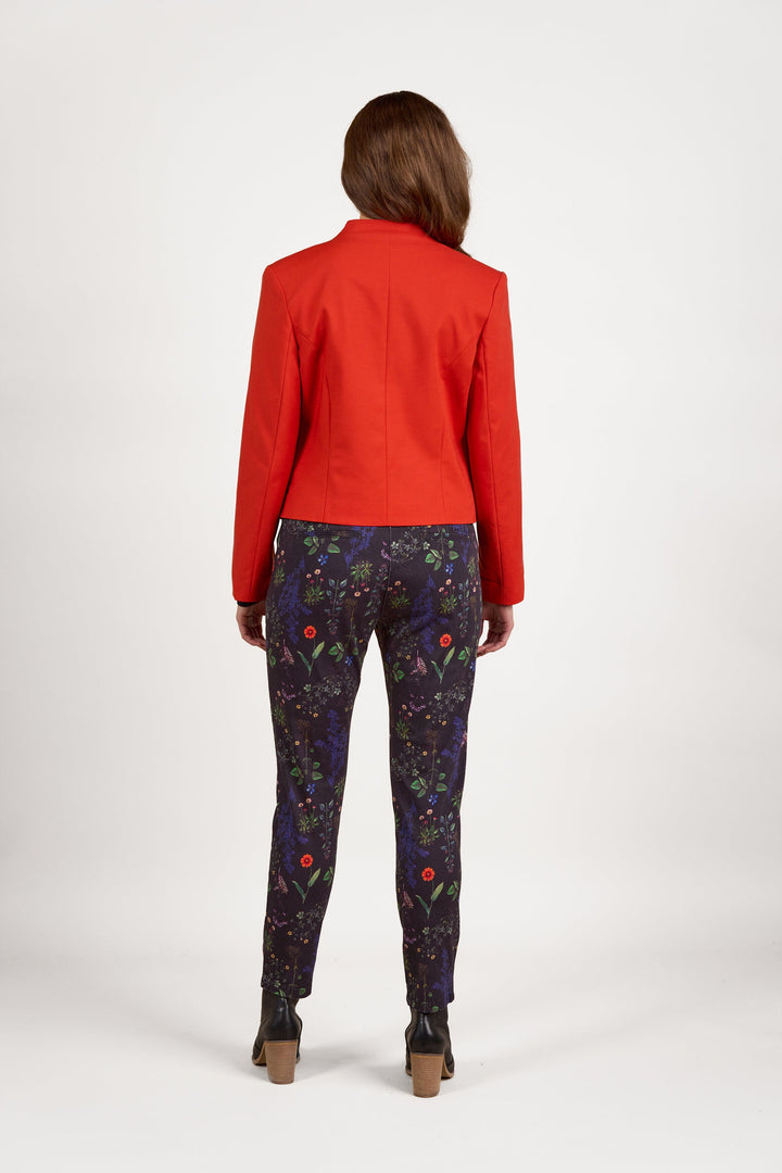2084 Blood Orange - Collarless Short Jacket with Concealed Zip - Vassalli