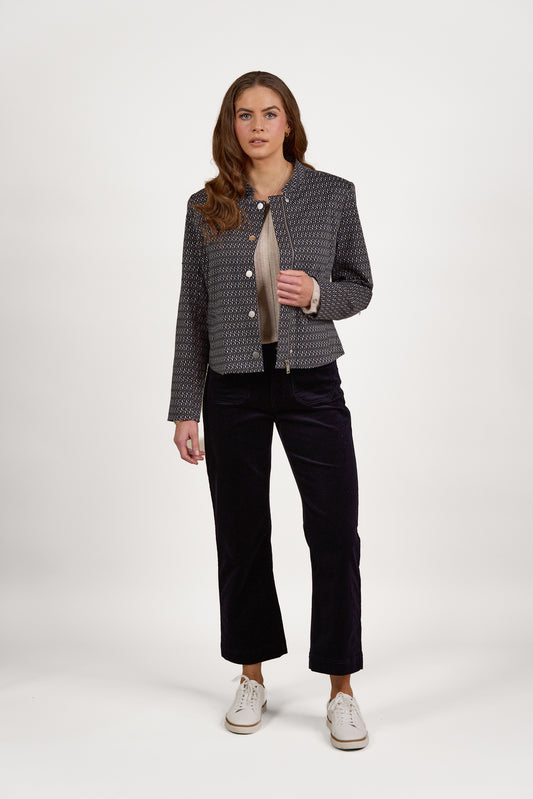 2084 Solar - Collarless Short Jacket with Concealed Zip - Vassalli