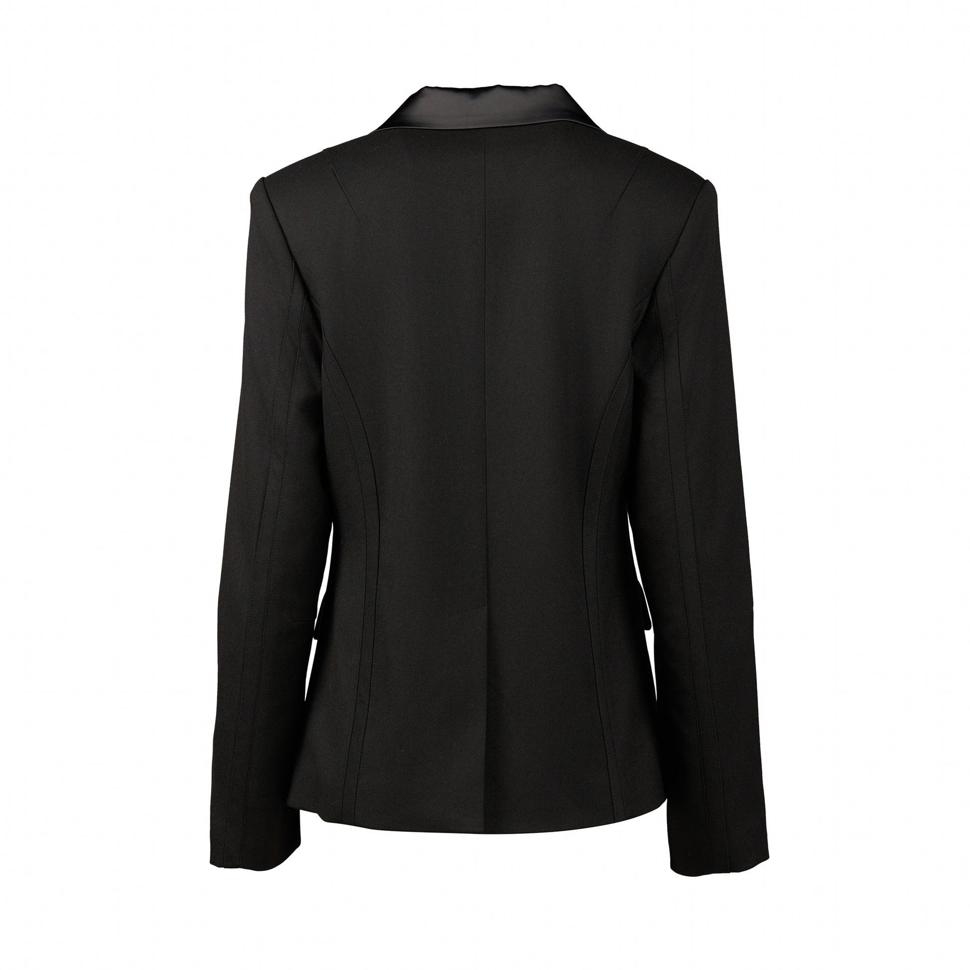 2094W Black Satin - Classic Blazer with Satin Trim Detail - Vassalli