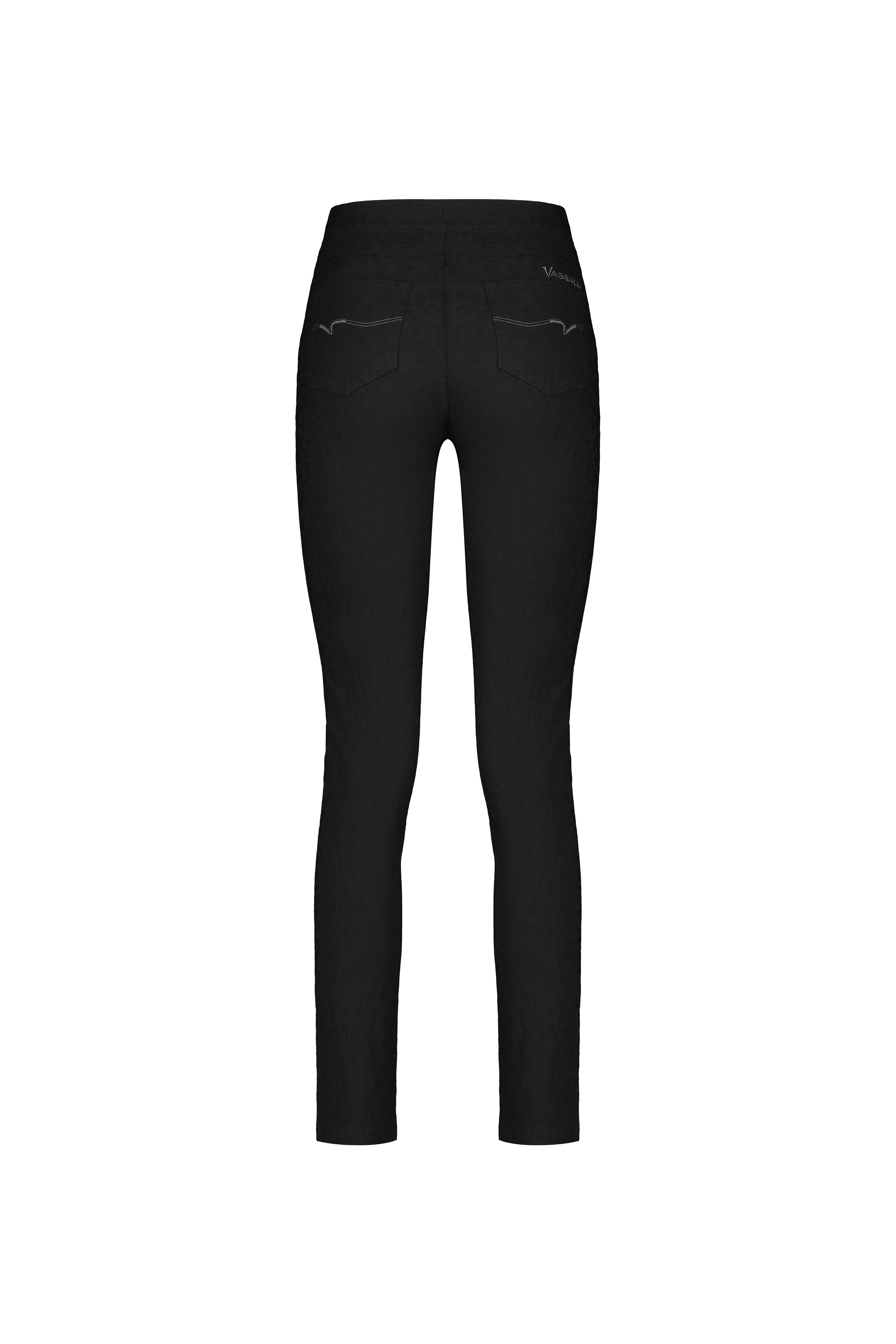 230AF Black - Skinny Leg Full Length Embossed Pull-On - Vassalli