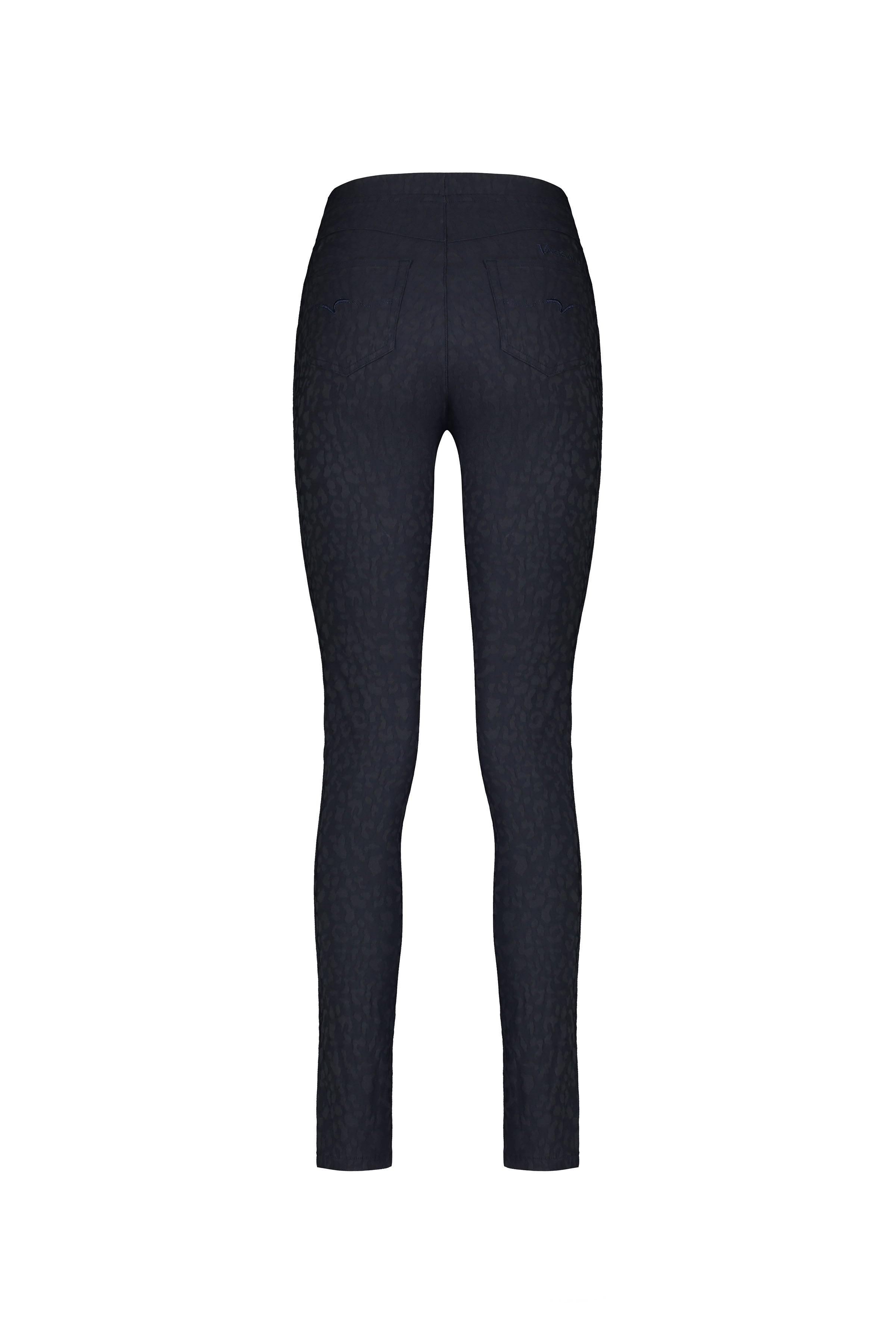 230AF Navy - Skinny Leg Full Length Embossed Pull-On - Vassalli