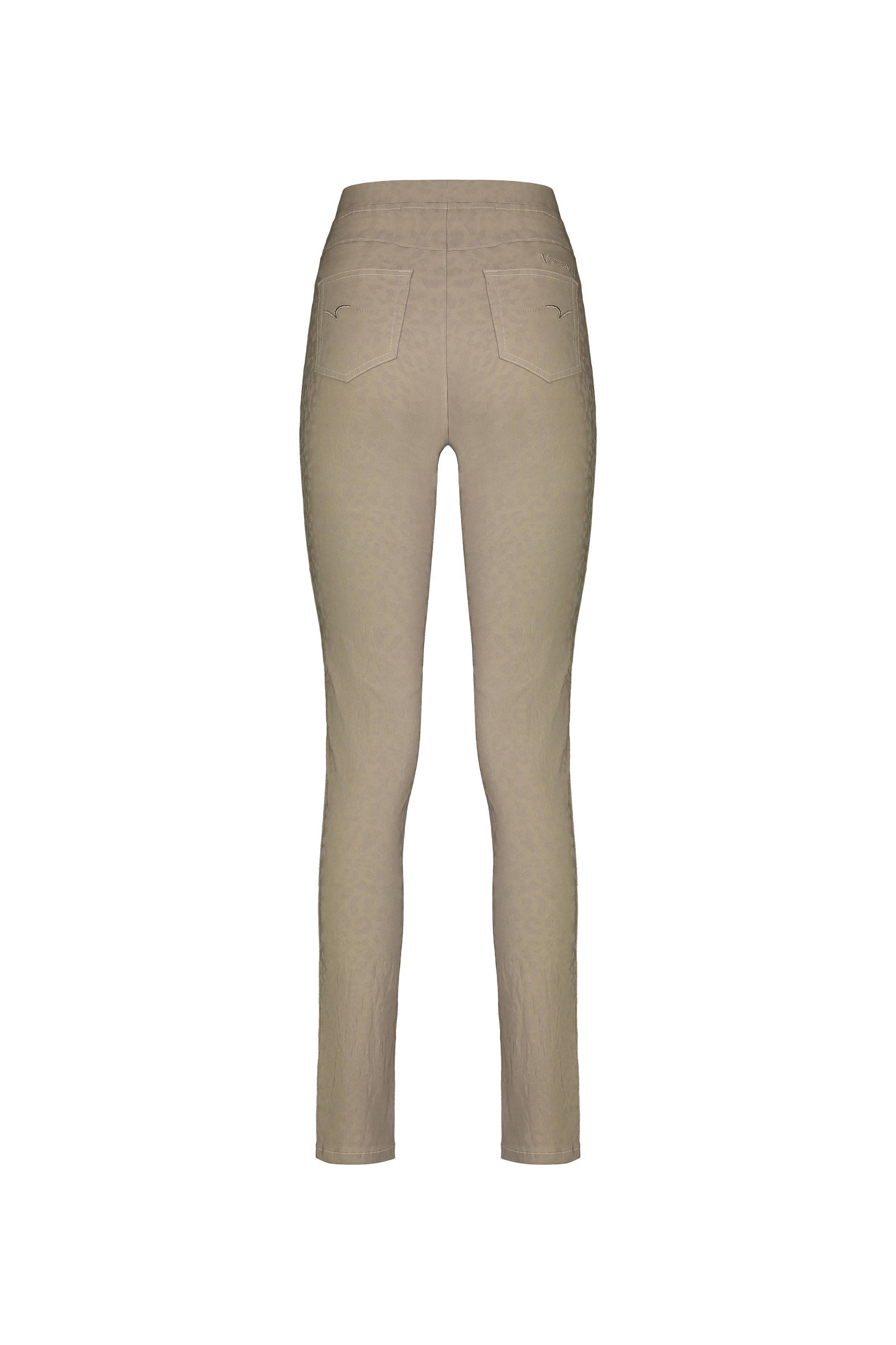 230AF Taupe - Skinny Leg Full Length Embossed Pull-On - Vassalli