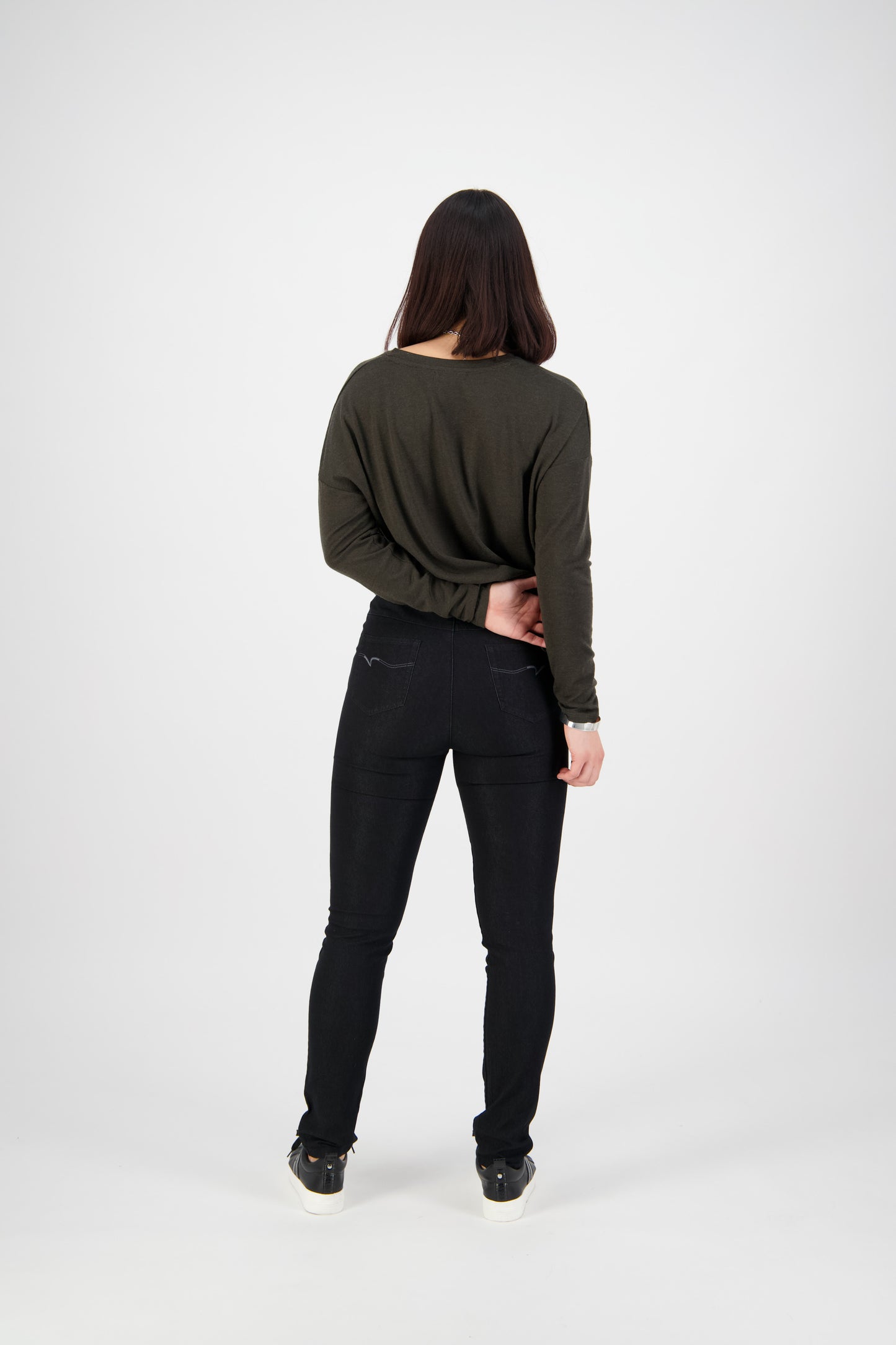 230 Black Denim - Skinny Leg Full Length Denim Pull-On - Vassalli