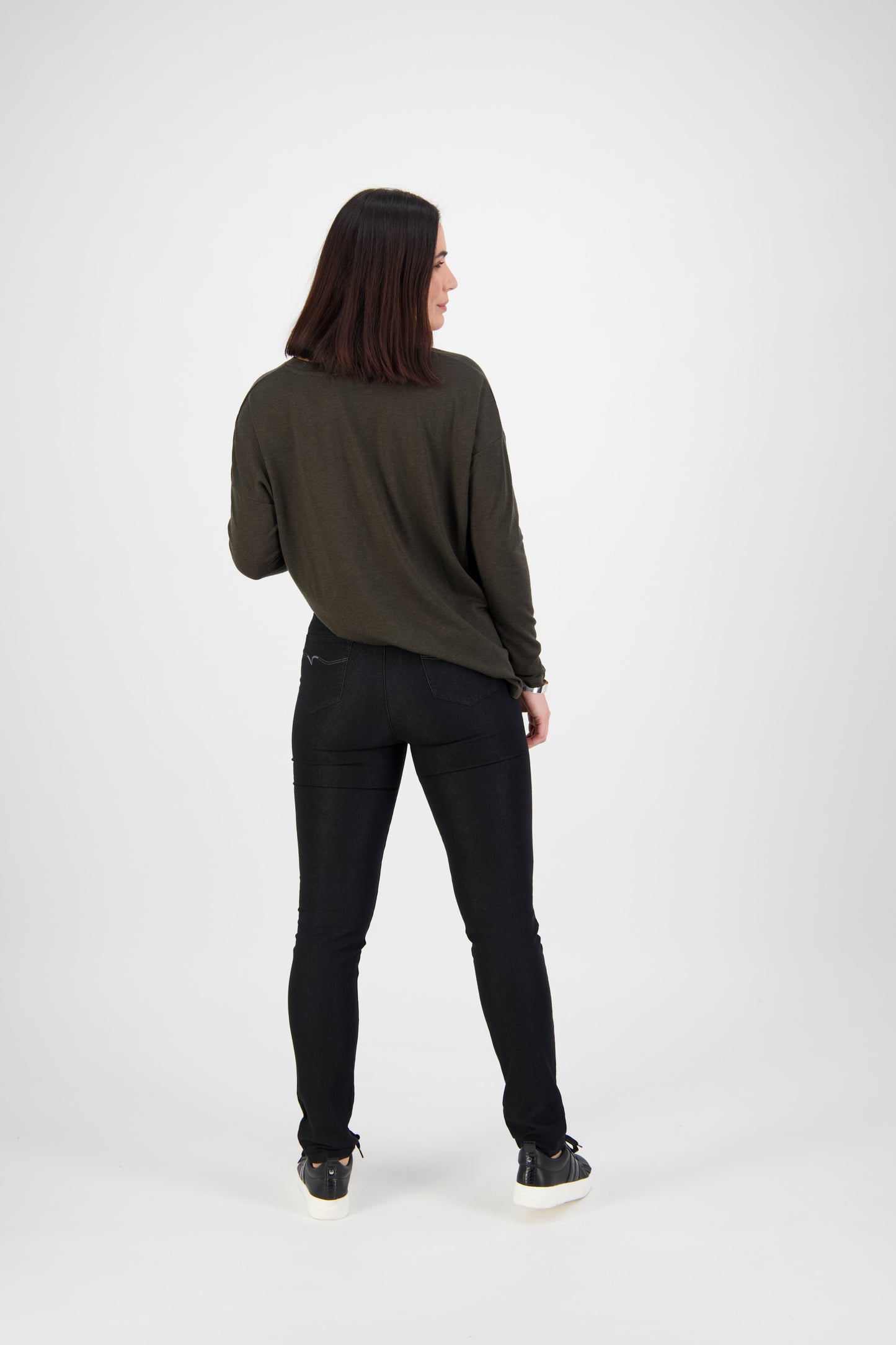230 Black Denim - Skinny Leg Full Length Denim Pull-On - Vassalli