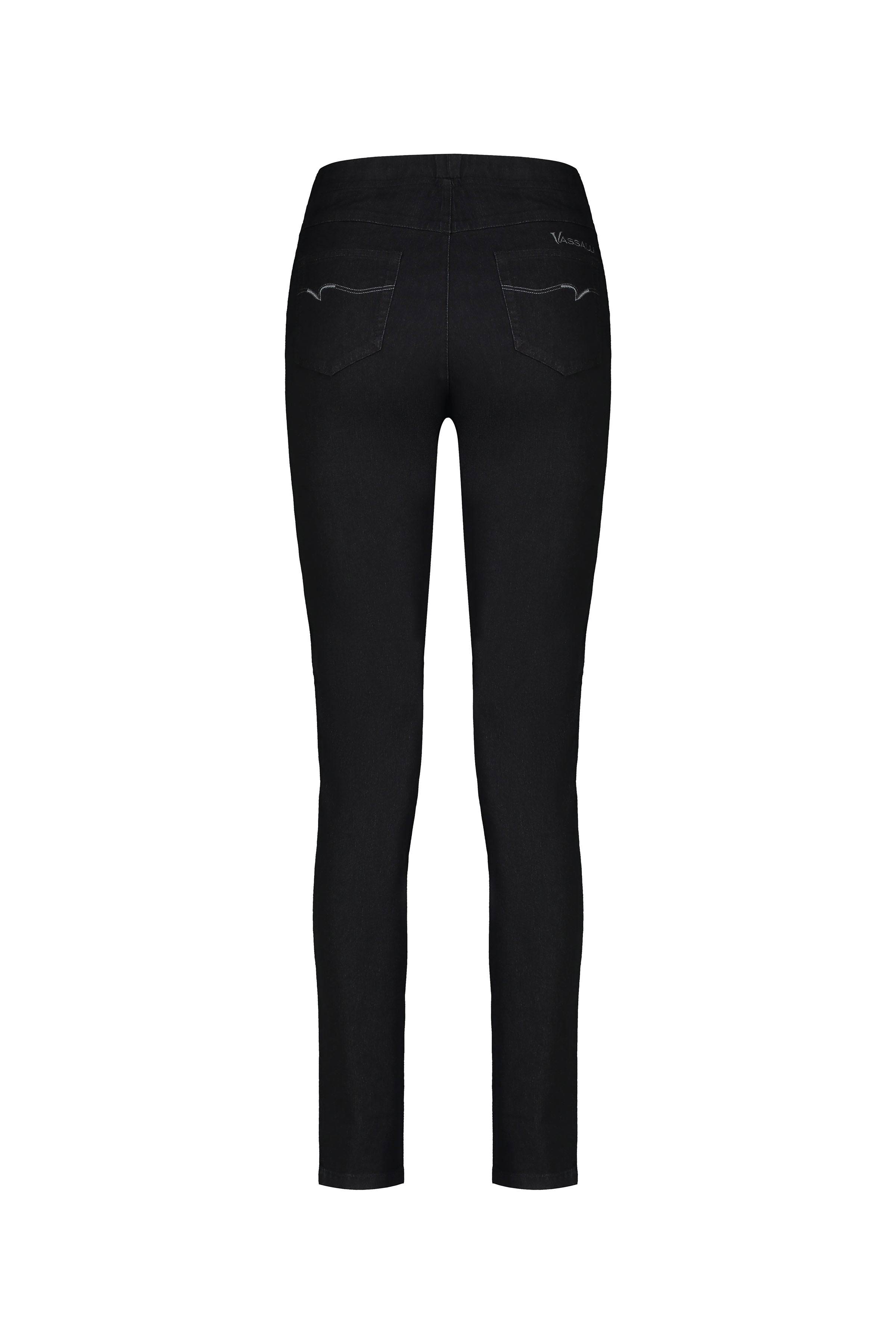 230 Black Denim - Skinny Leg Full Length Denim Pull-On - Vassalli