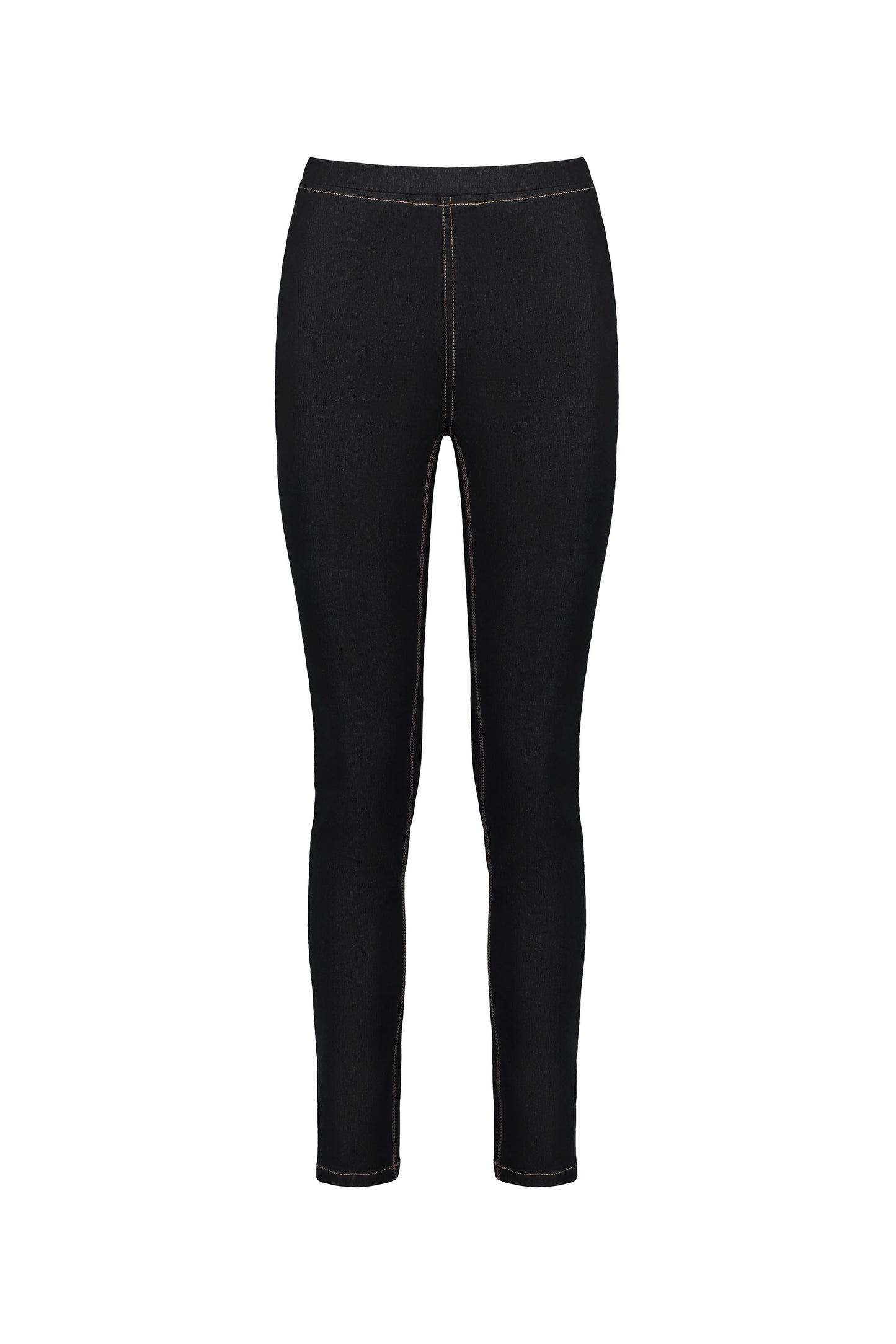 230CS Black Denim - Skinny Leg Full Length Contrast Stitch Denim Pull-On - Vassalli