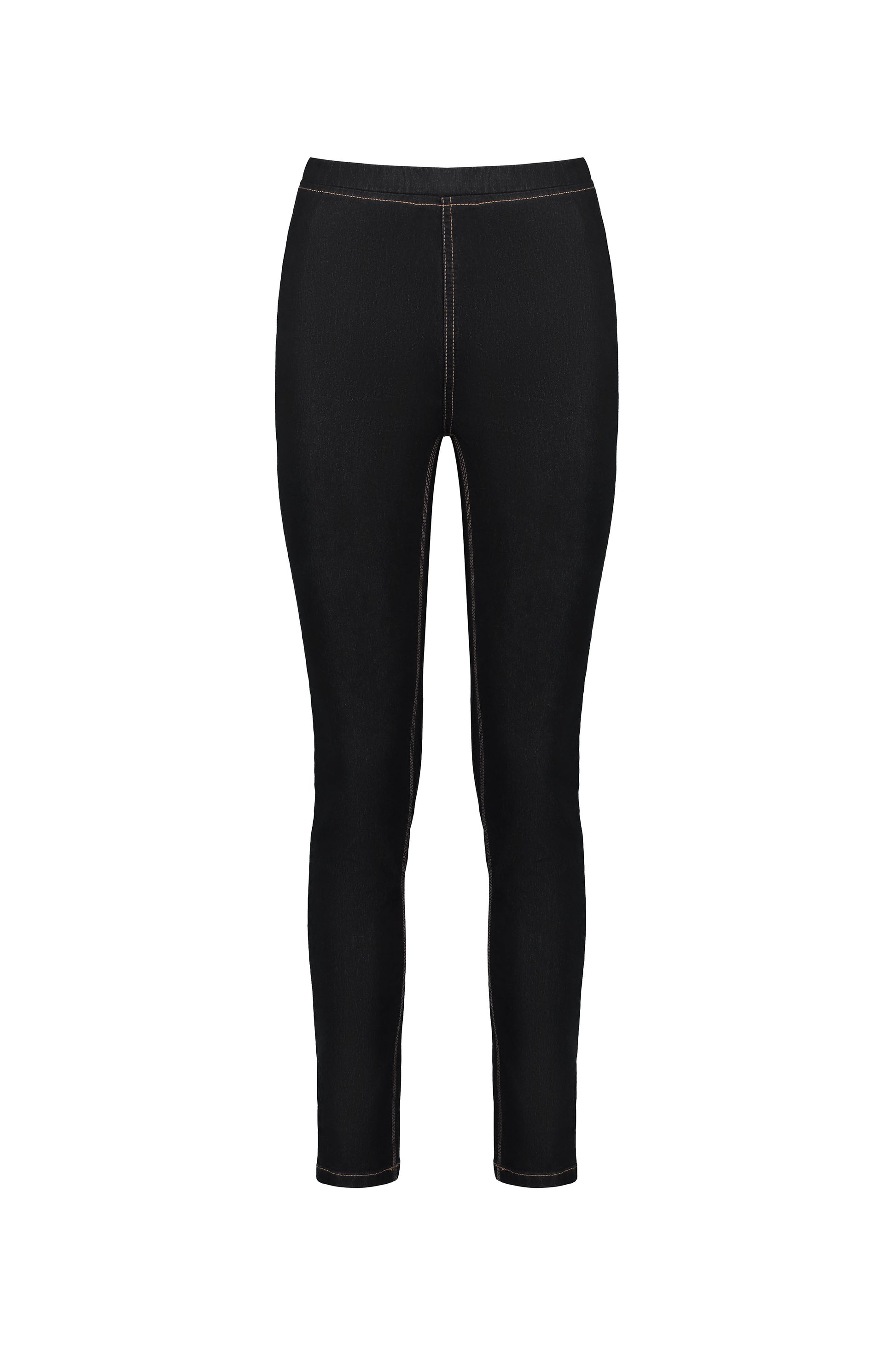 230CS Black Denim - Skinny Leg Full Length Contrast Stitch Denim Pull-On - Vassalli