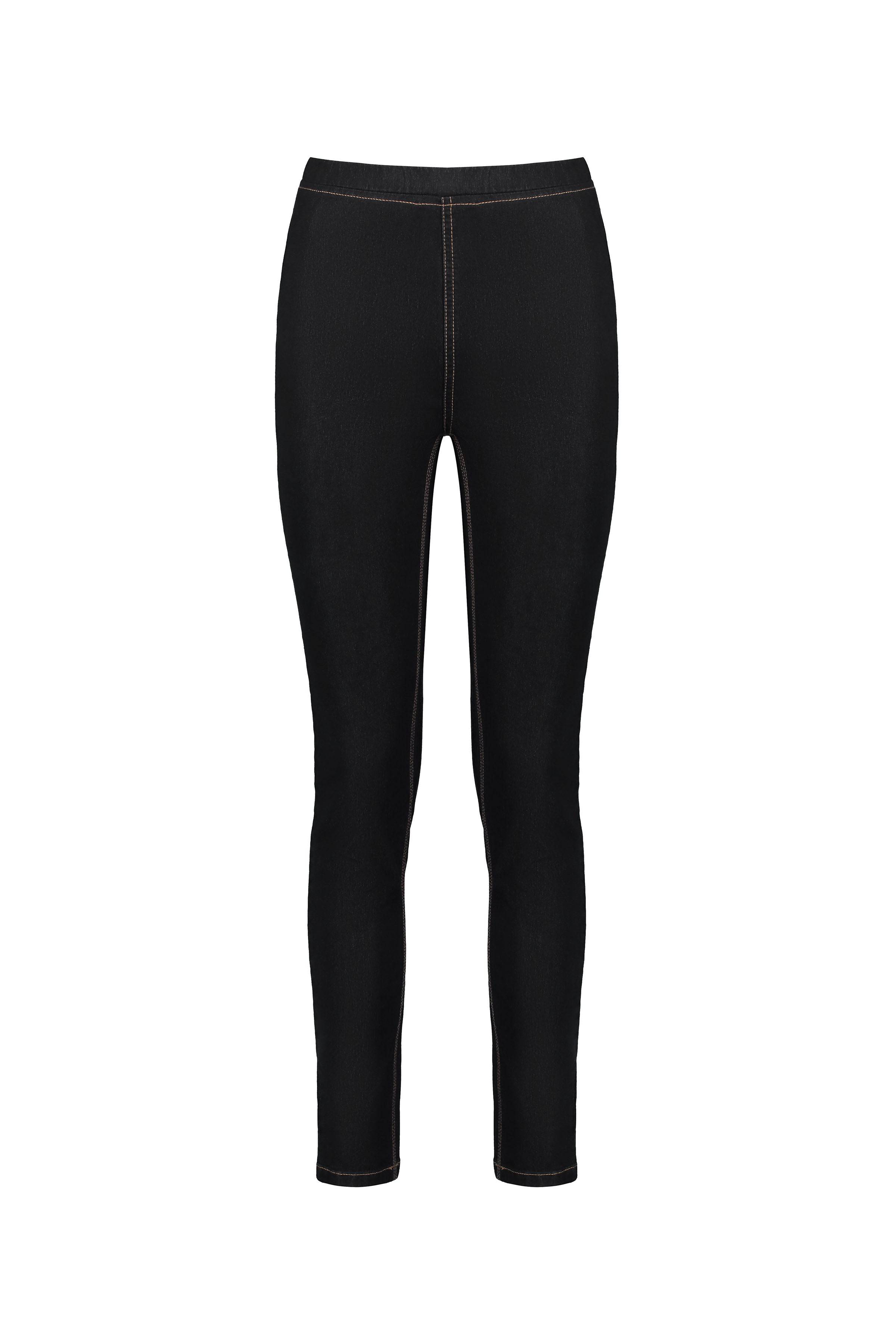 230CS Black Denim - Skinny Leg Full Length Contrast Stitch Denim Pull-On - Vassalli