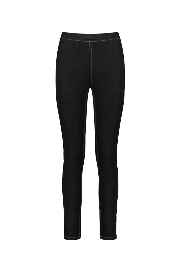 230CS Black Denim - Skinny Leg Full Length Contrast Stitch Denim Pull-On - Vassalli