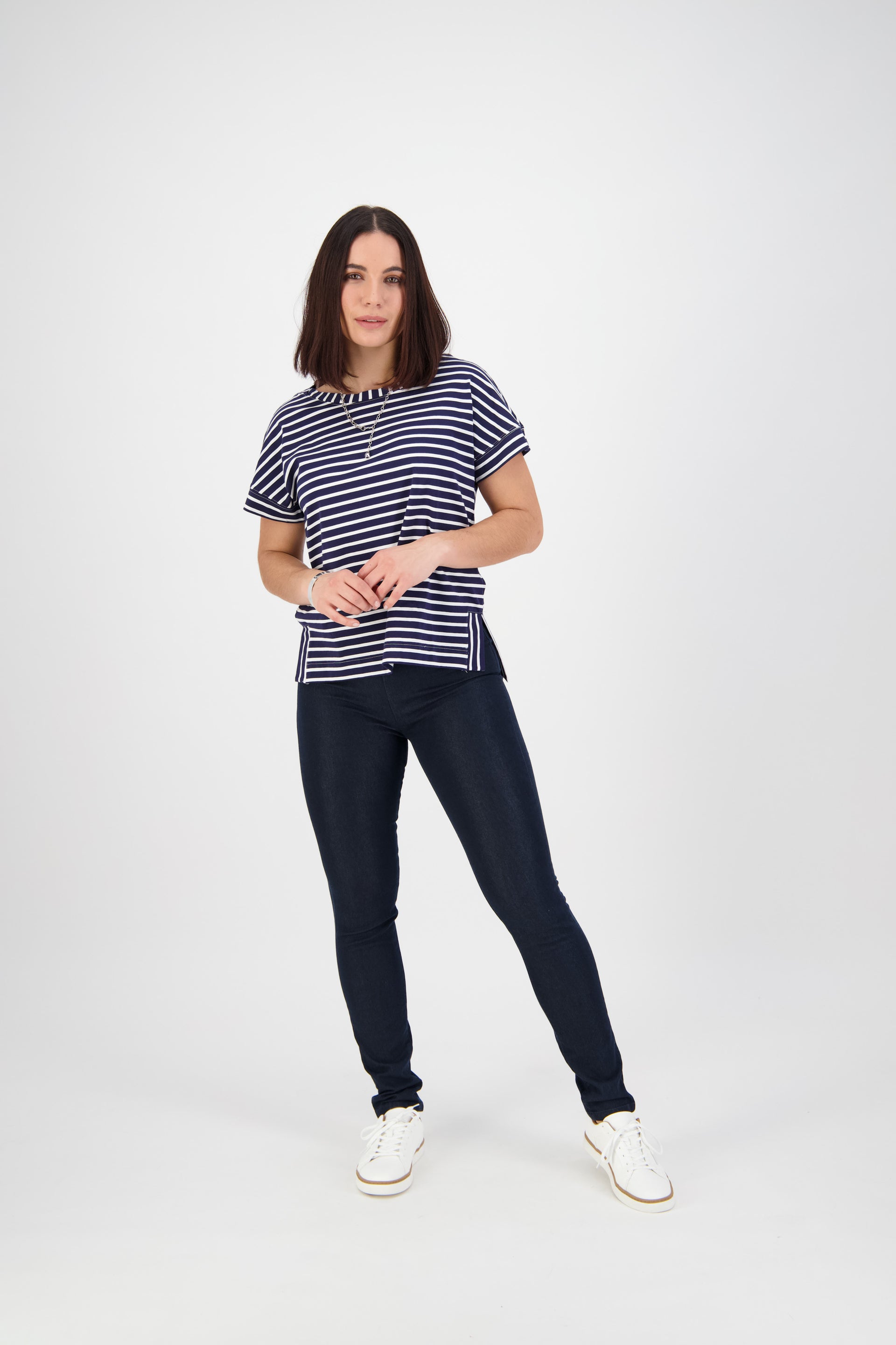 230 Indigo Denim - Skinny Leg Full Length Denim Pull-On - Vassalli