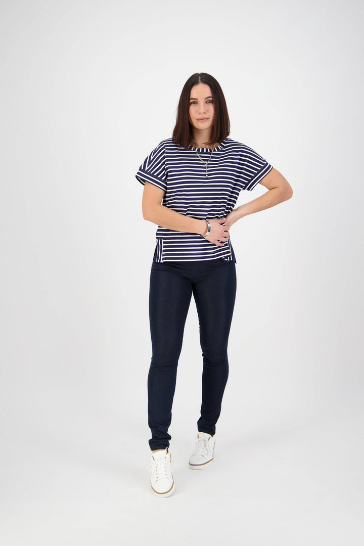 230 Indigo Denim - Skinny Leg Full Length Denim Pull-On - Vassalli