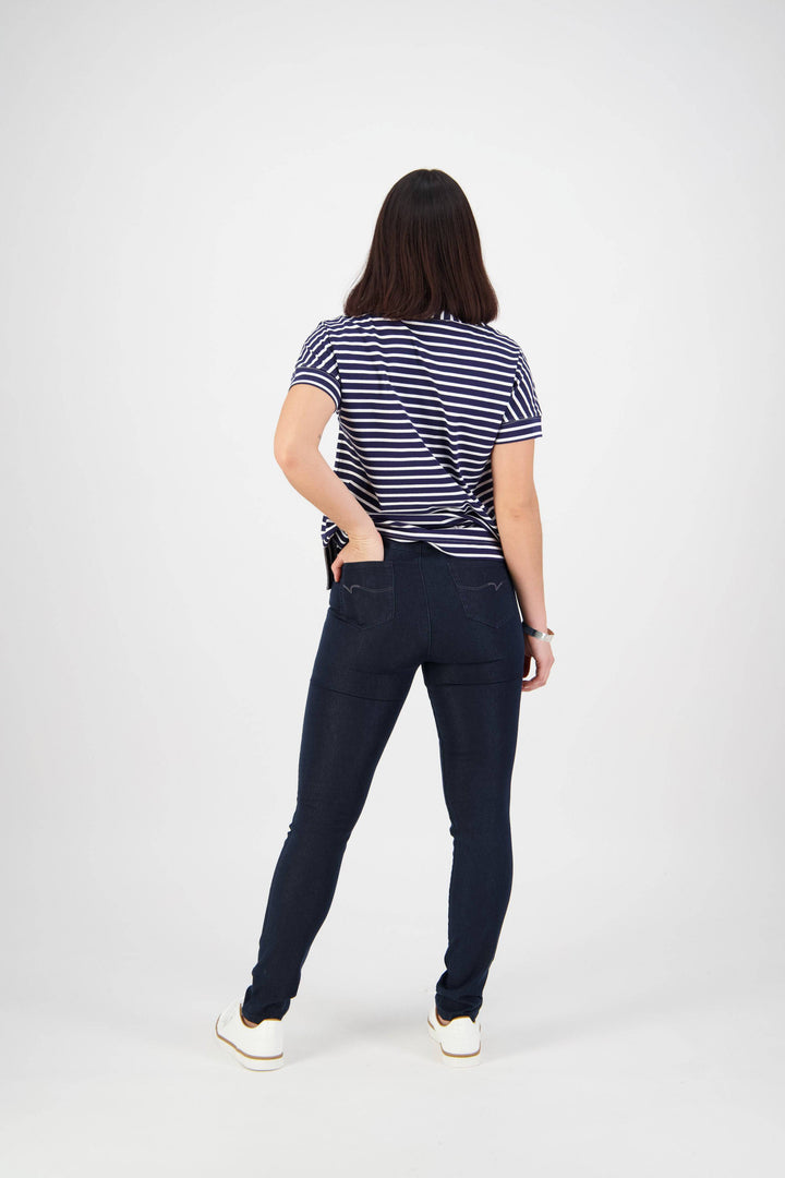230 Indigo Denim - Skinny Leg Full Length Denim Pull-On - Vassalli