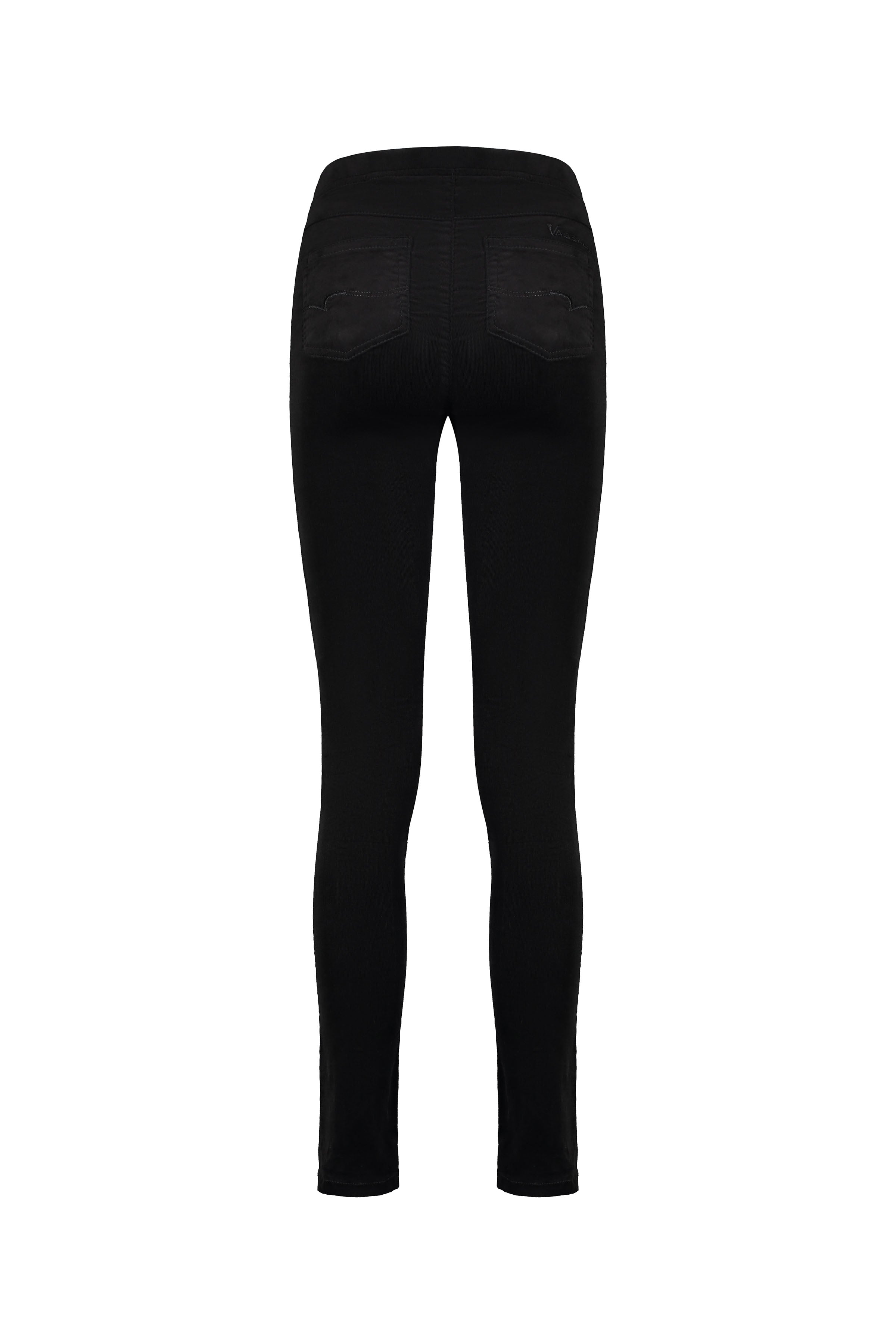230M Black - Skinny Leg Full Length Pinwale Cord Pull-On - Vassalli