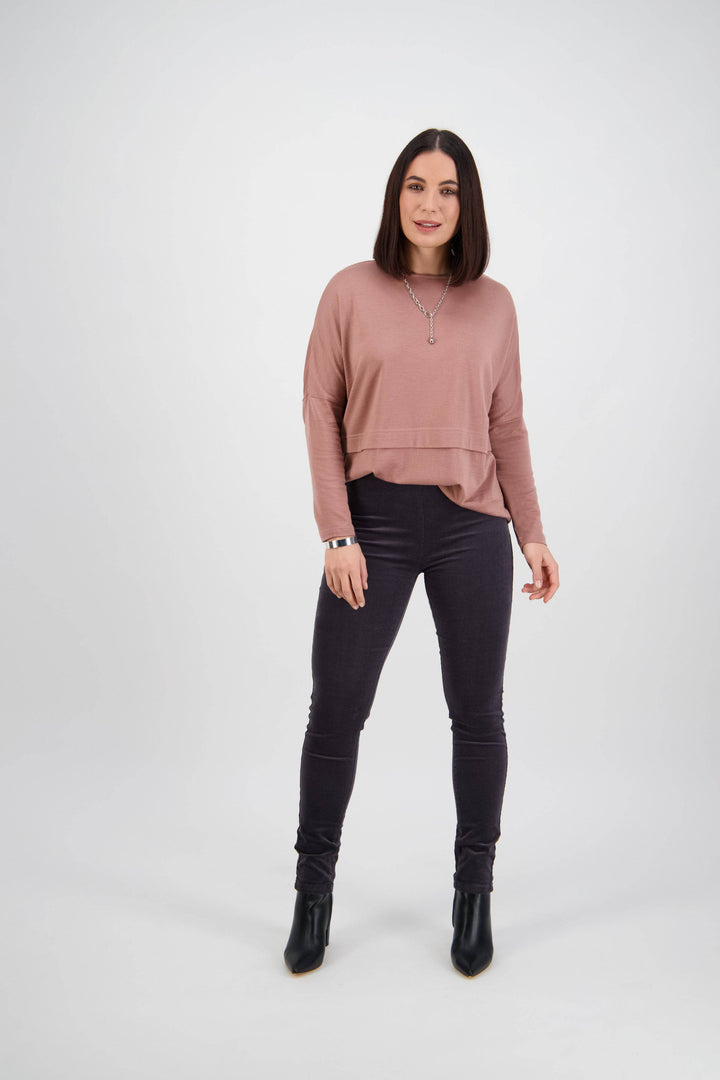 230M Charcoal - Skinny Leg Full Length Pinwale Cord Pull-On - Vassalli