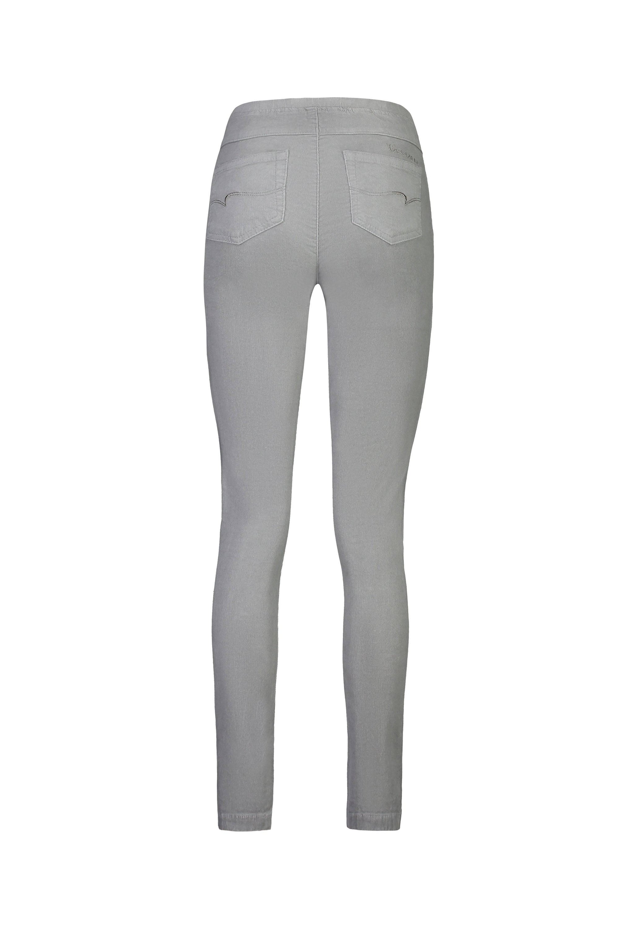 The Vassalli Origin Cord Pull On - Cloud pants are ankle-length skinny-leg jeans with two back pockets and an elastic waistband, crafted from smooth stretch fabric for style and comfort; shown here from the back.