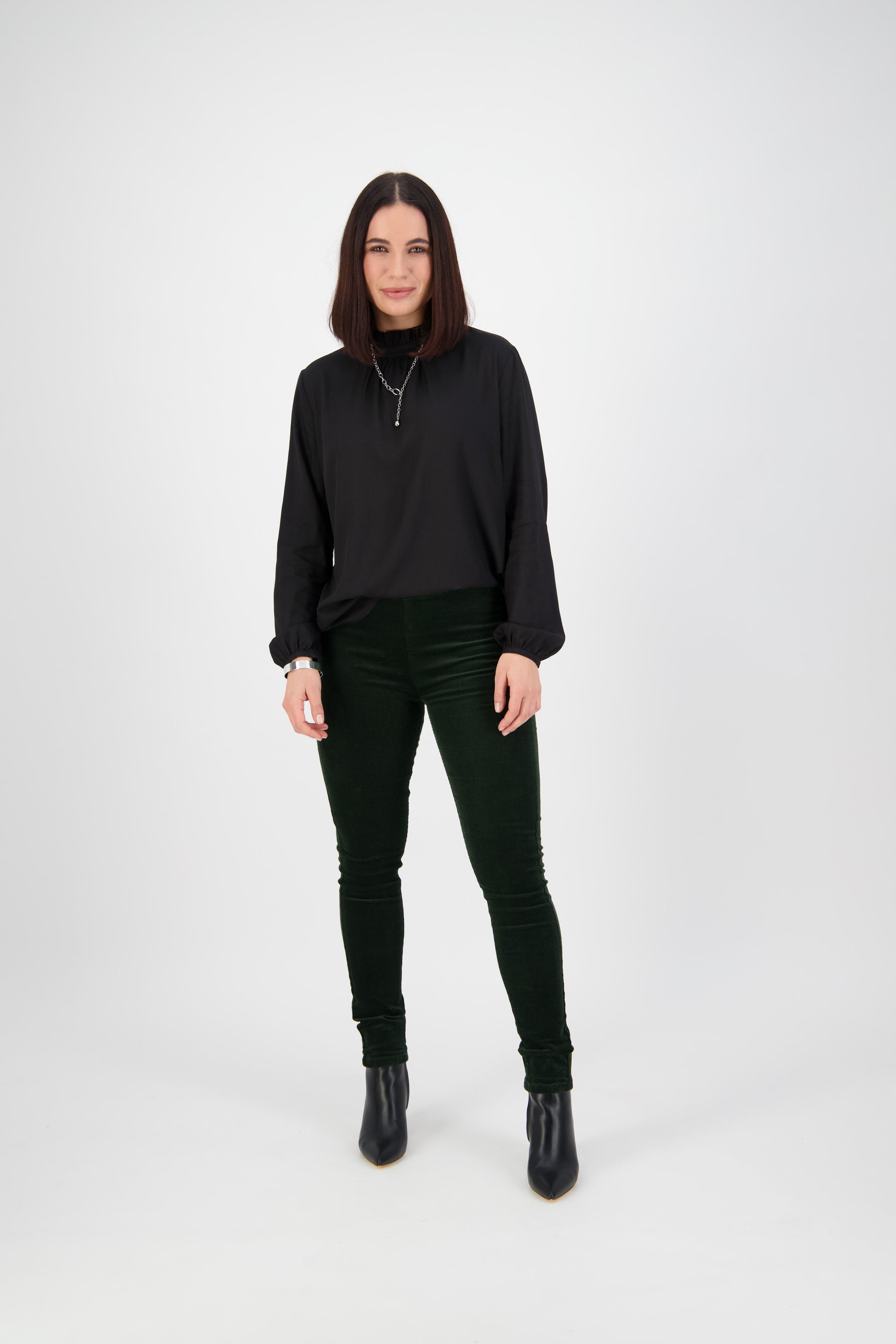 230M Forest - Skinny Leg Full Length Pinwale Cord Pull-On - Vassalli