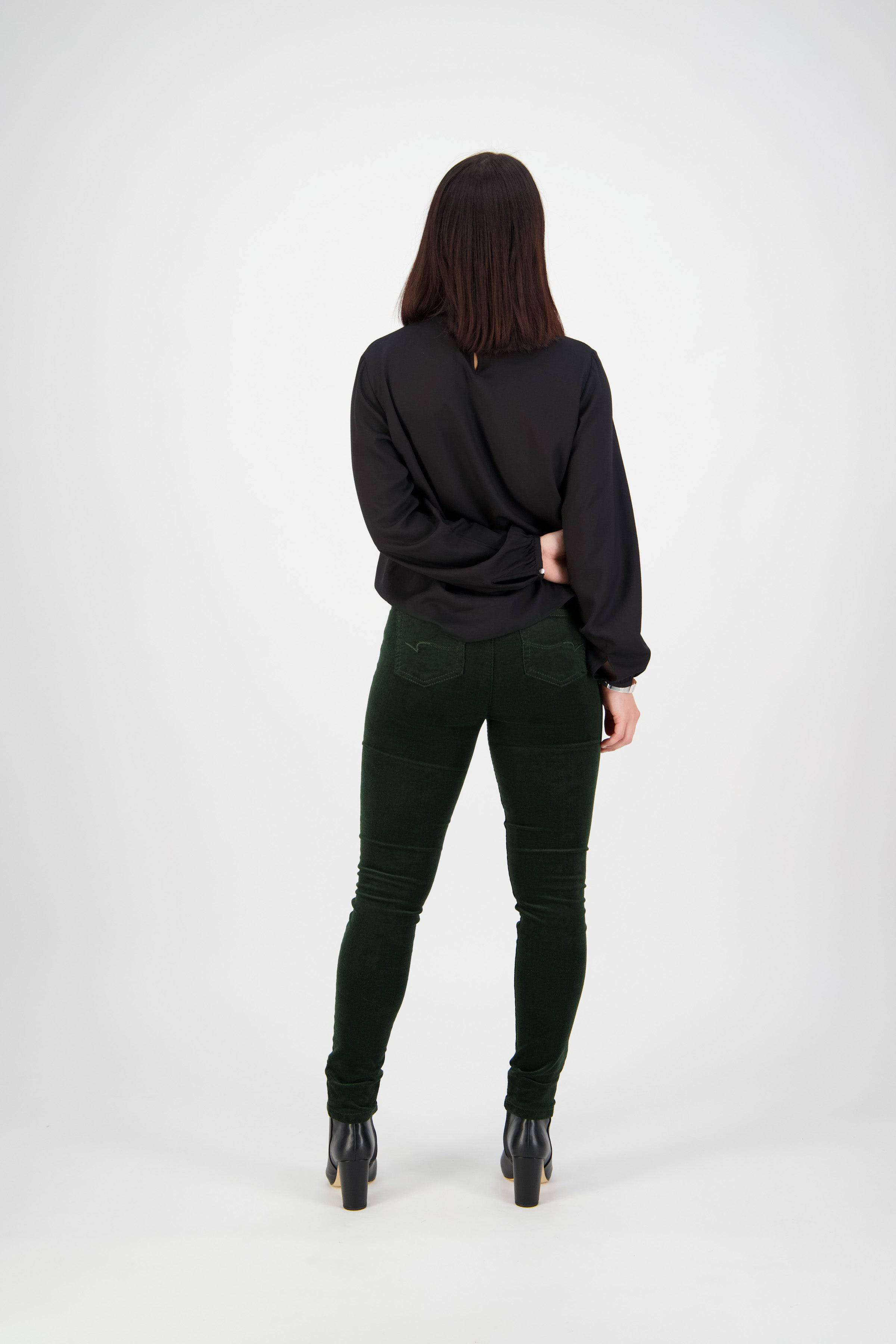230M Forest - Skinny Leg Full Length Pinwale Cord Pull-On - Vassalli