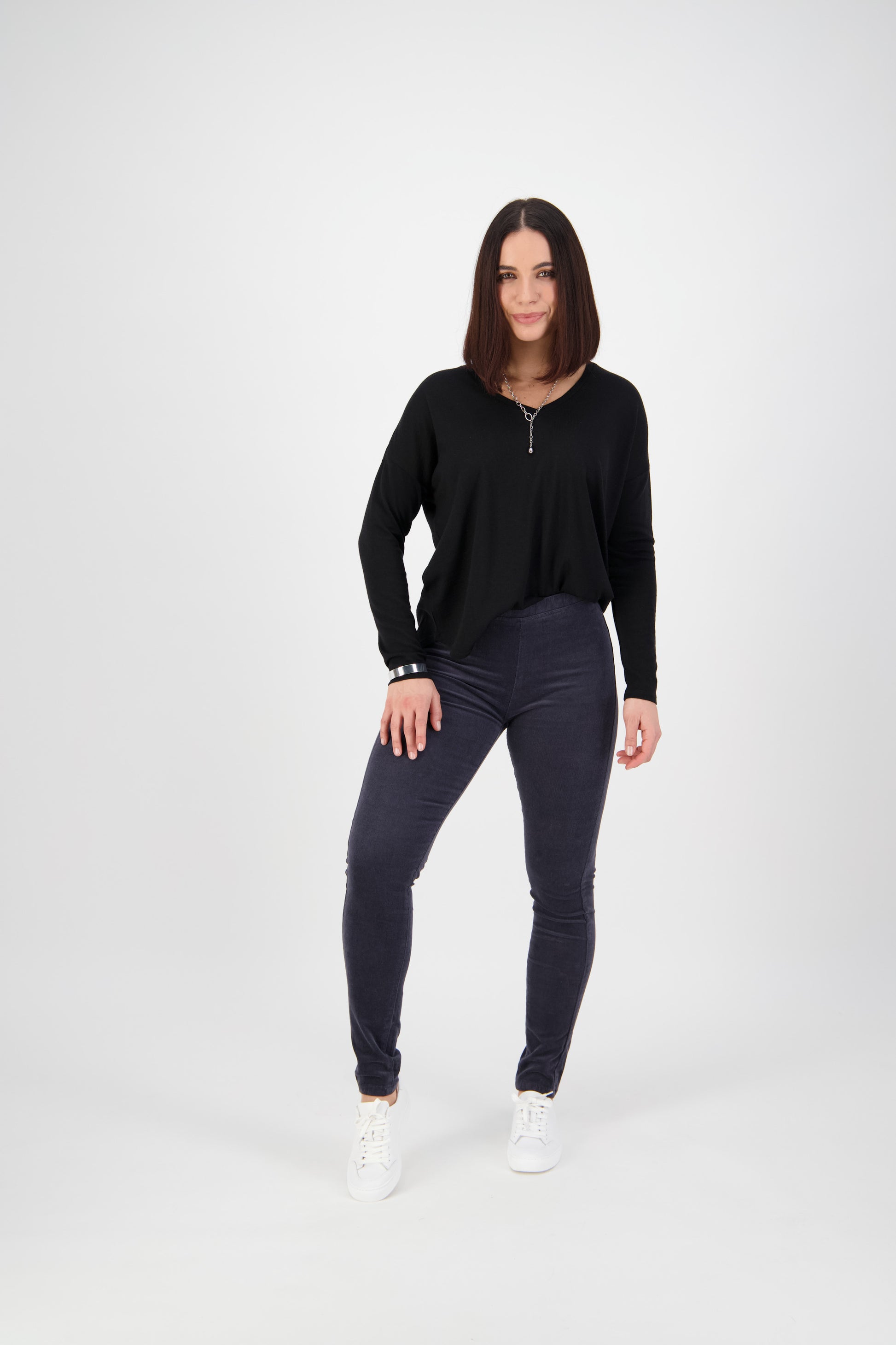 230M Graphite - Skinny Leg Full Length Cord Pull-On - Vassalli
