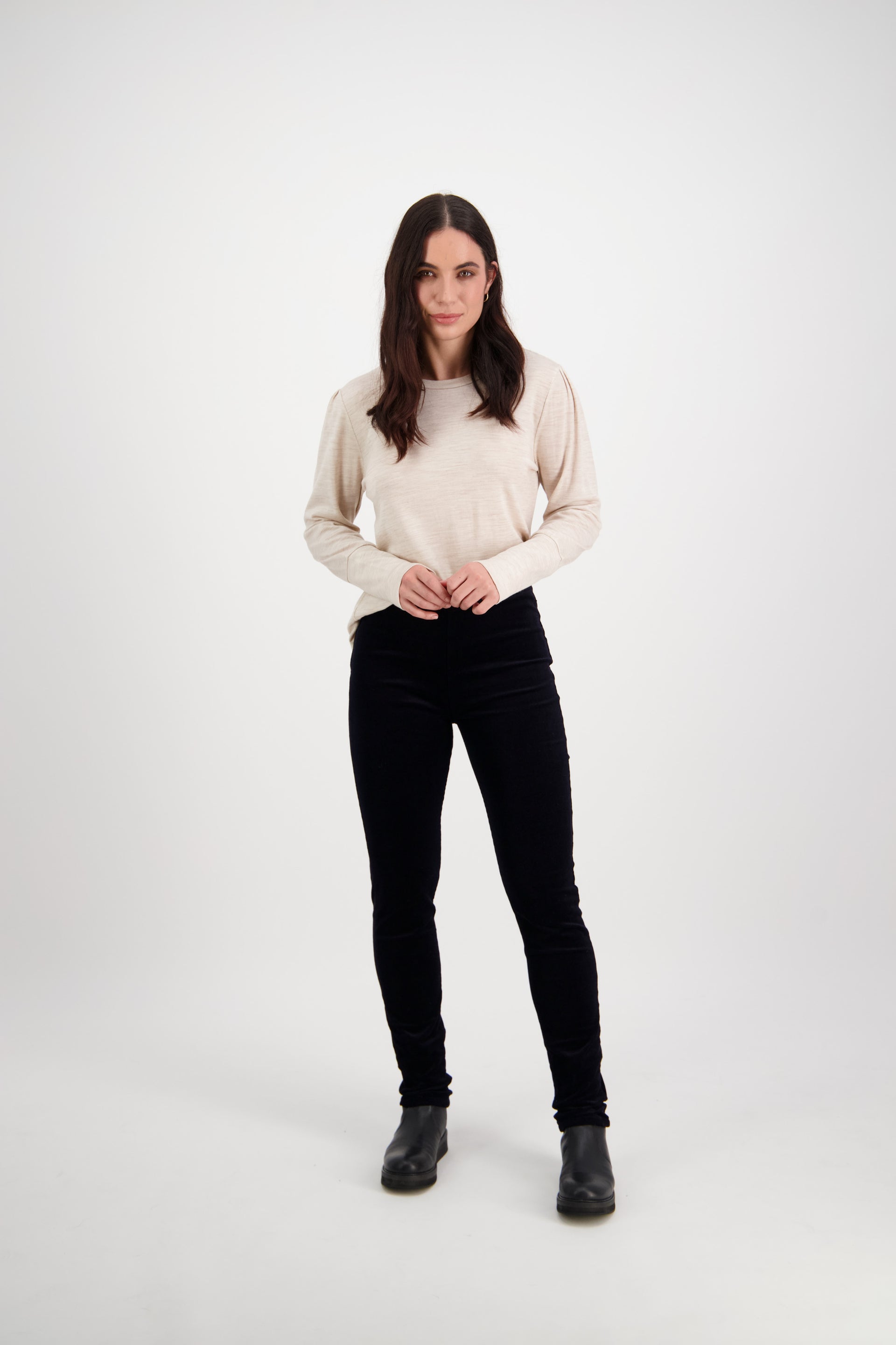 230M Midnight - Skinny Leg Full Length Pinwale Cord Pull-On - Vassalli