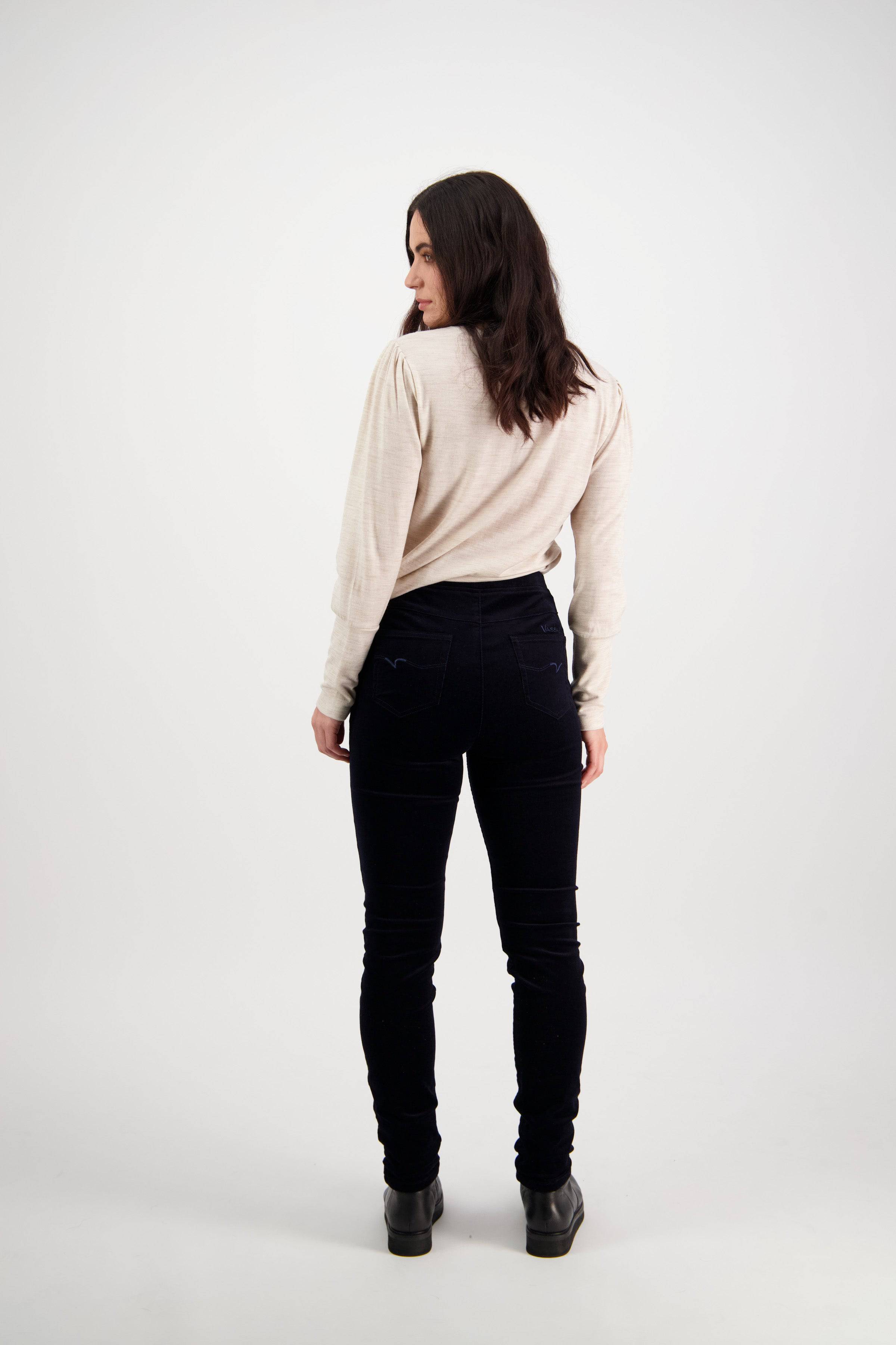 230M Midnight - Skinny Leg Full Length Pinwale Cord Pull-On - Vassalli