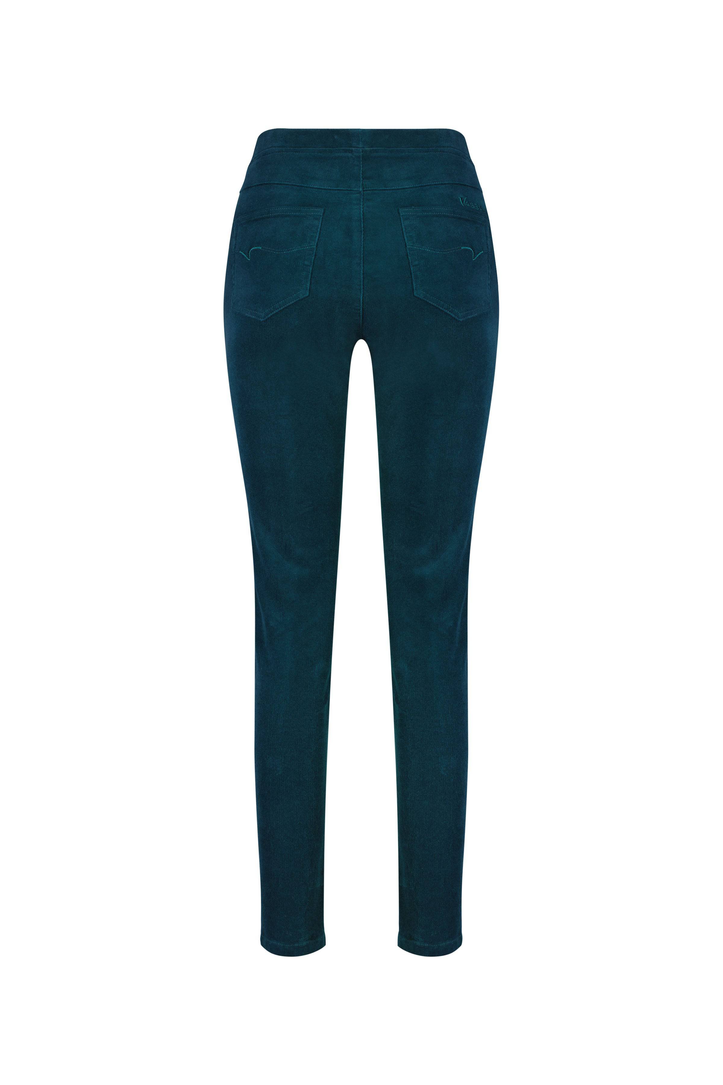 230M Peacock - Skinny Leg Full Length Pinwale Cord Pull-On - Vassalli