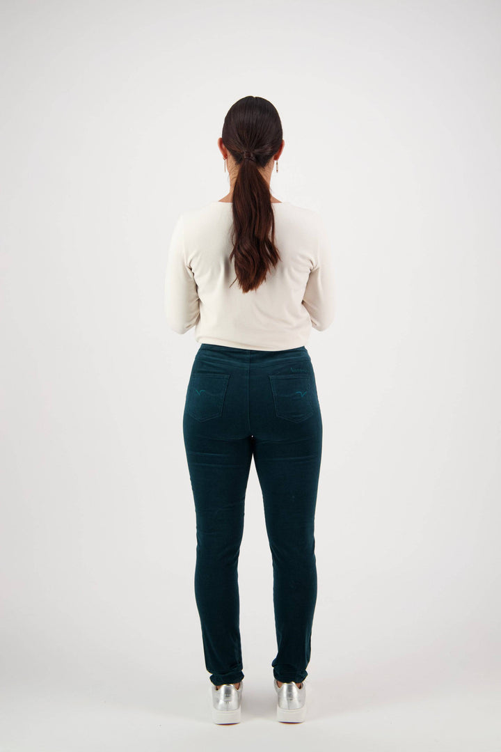 230M Peacock - Skinny Leg Full Length Pinwale Cord Pull-On - Vassalli