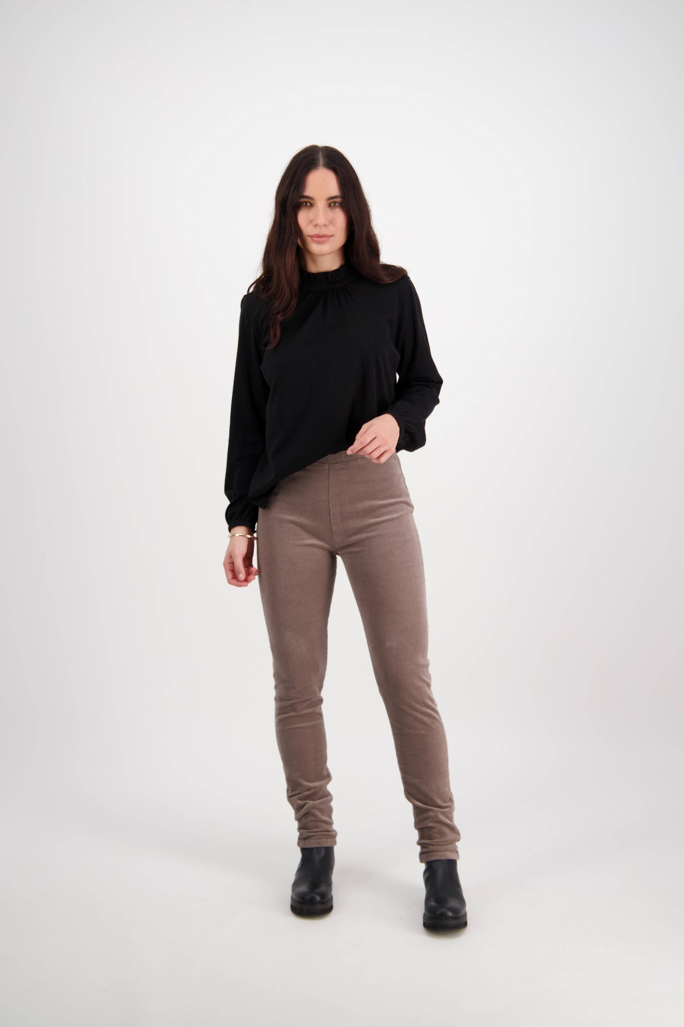 230M Taupe - Skinny Leg Full Length Pinwale Cord Pull-On - Vassalli