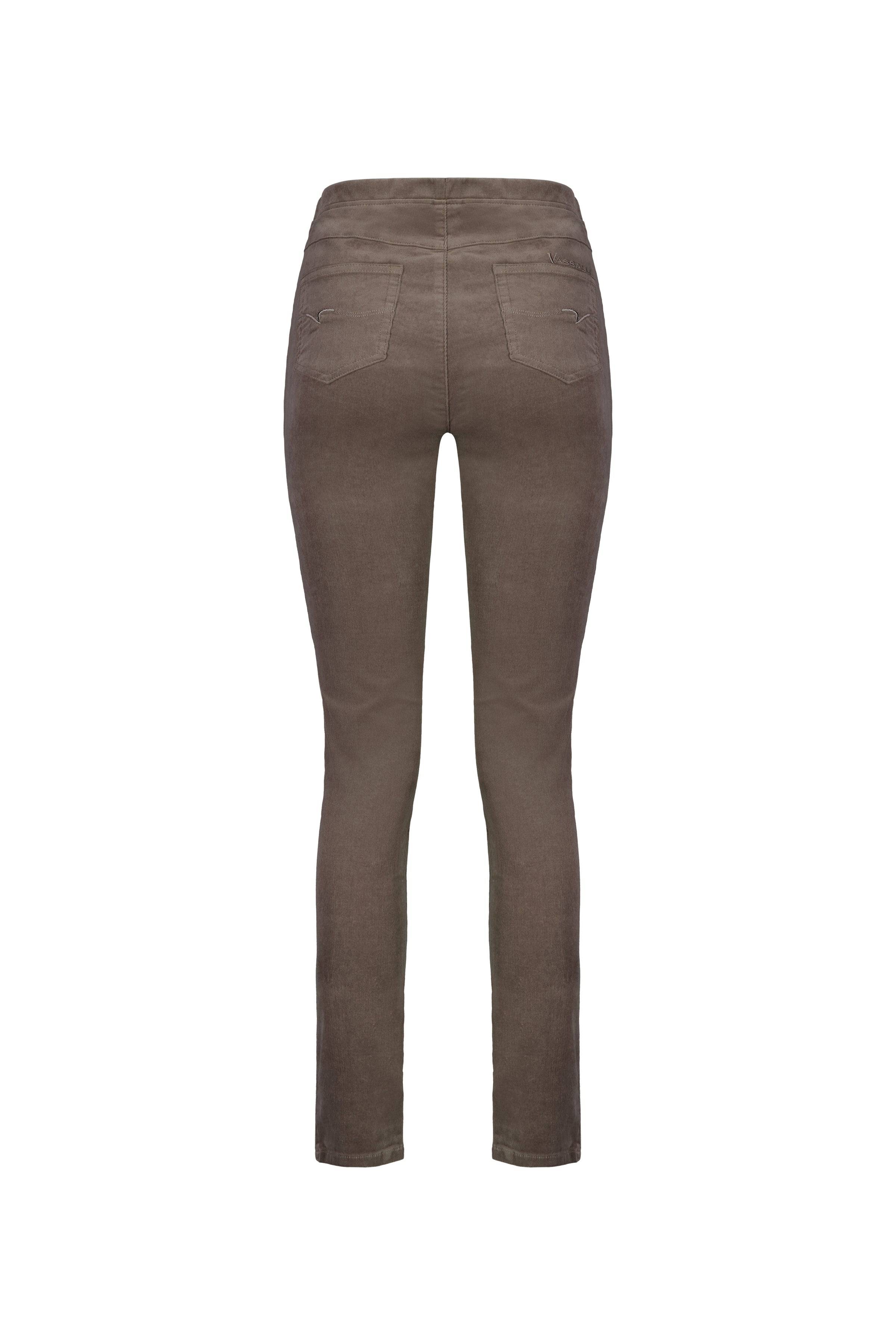 230M Taupe - Skinny Leg Full Length Pinwale Cord Pull-On - Vassalli