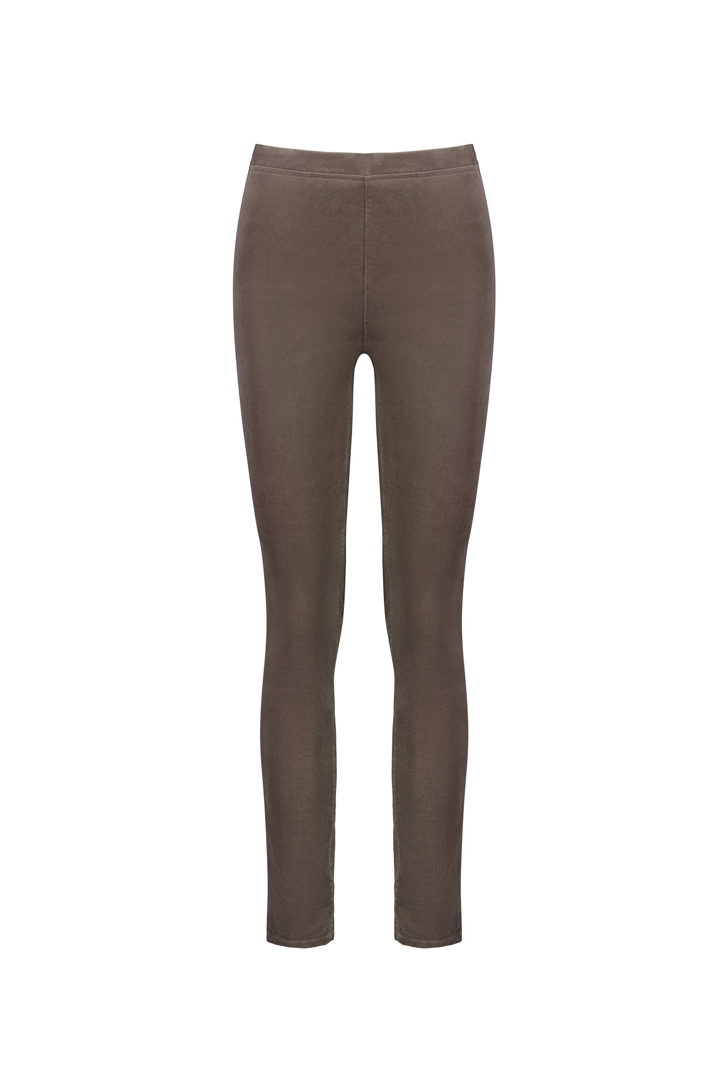 230M Taupe - Skinny Leg Full Length Pinwale Cord Pull-On - Vassalli
