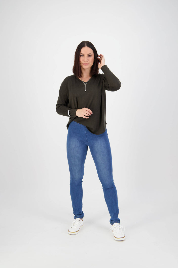 230 New Blue - Skinny Leg Full Length Denim Pull-On - Vassalli