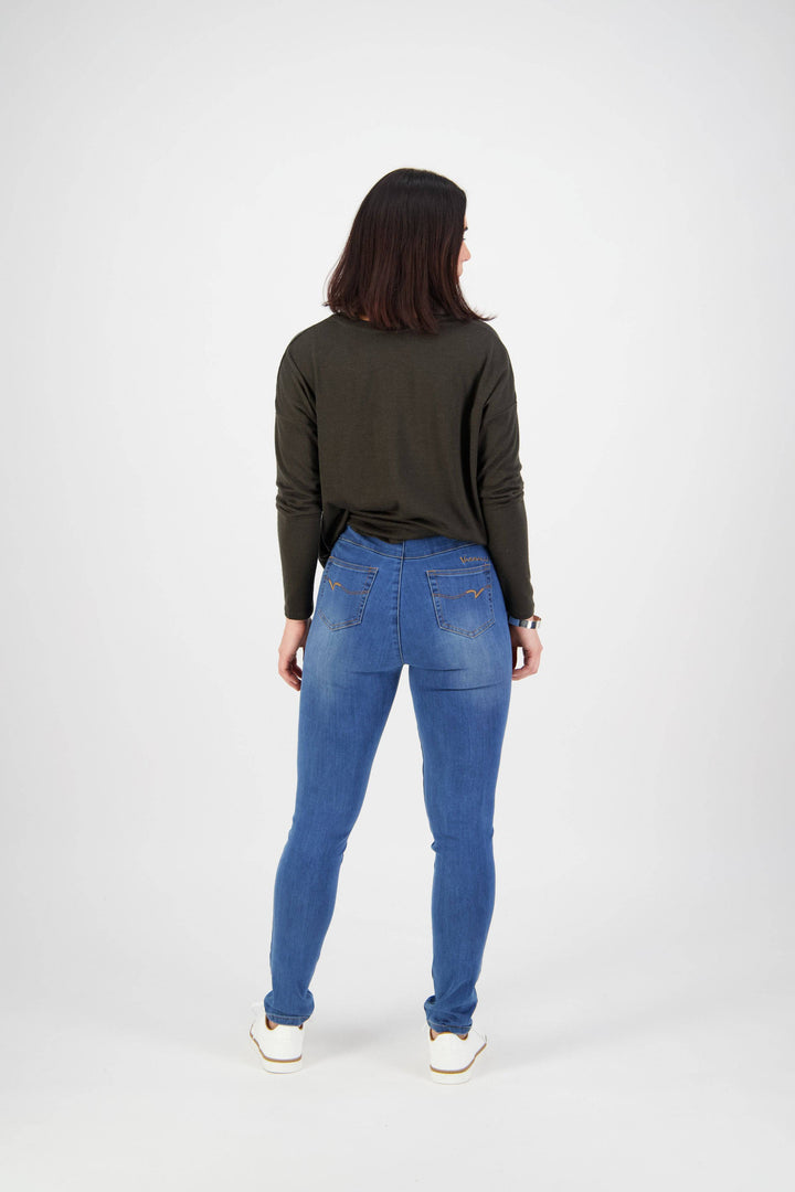 230 New Blue - Skinny Leg Full Length Denim Pull-On - Vassalli
