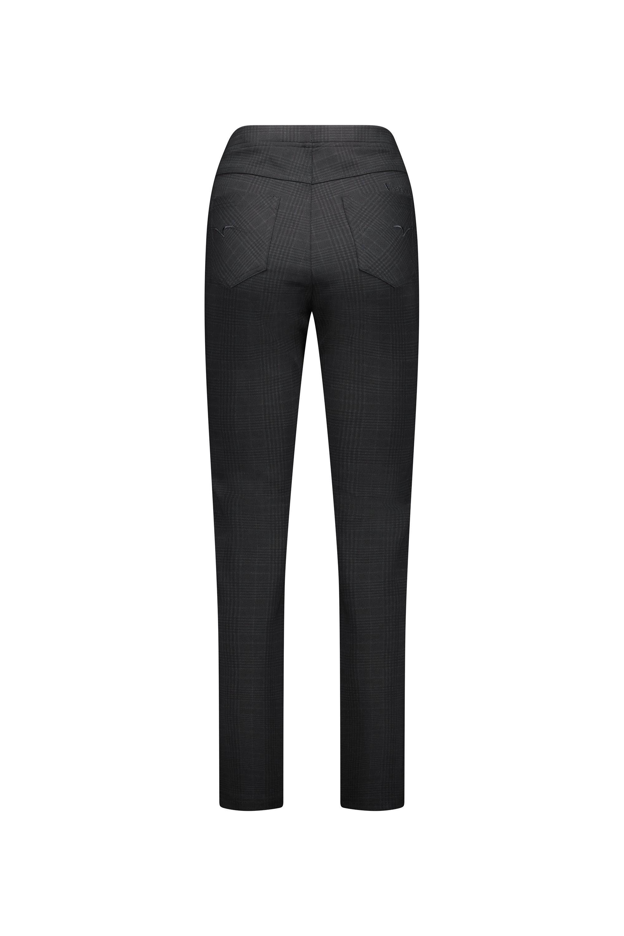 Back view of Vassalli Bay Ponti Pull On - Albert pants in a dark shade with two back pockets and a slim leg cut, displayed against a plain white background.