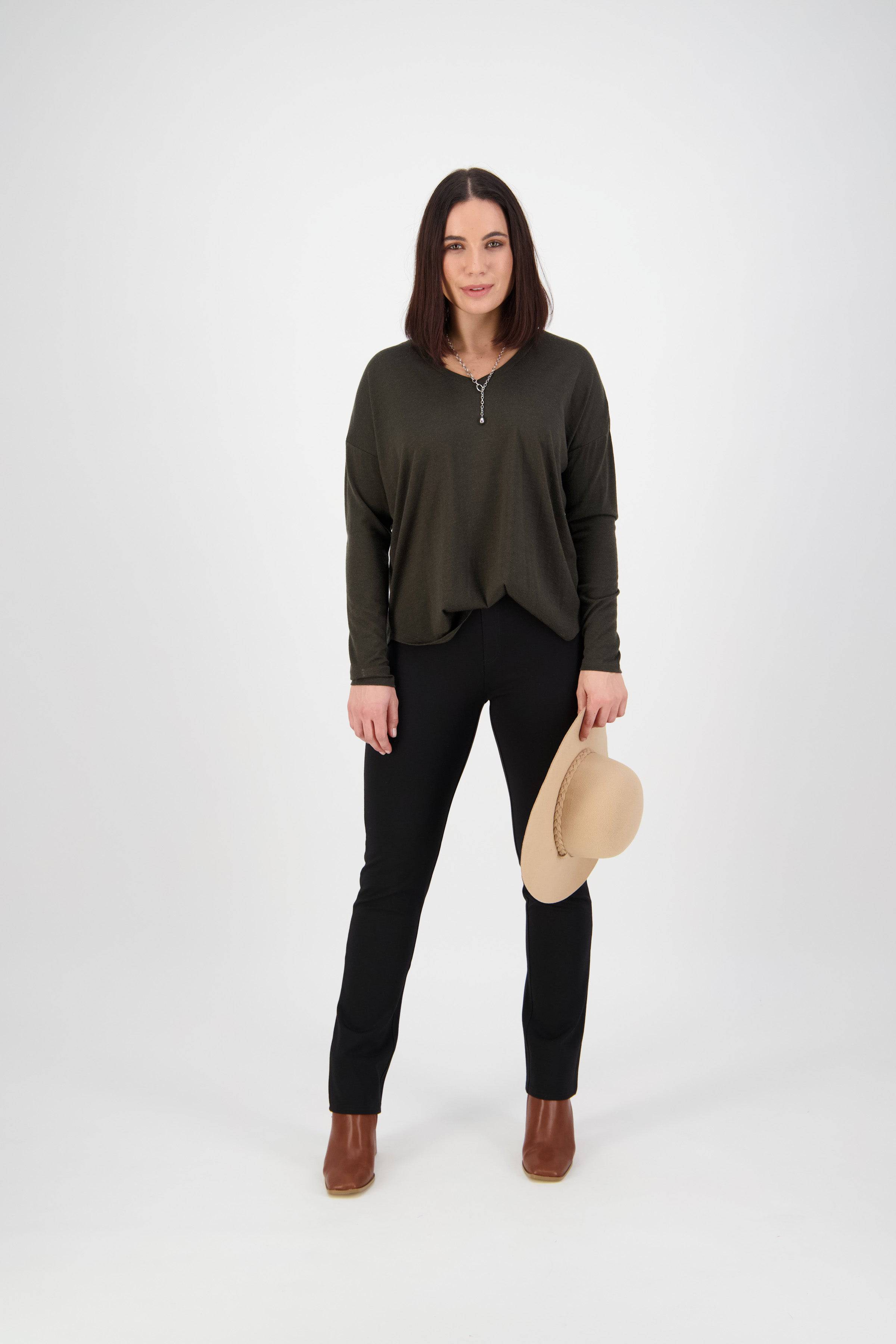 234 Black - Slim Leg Full Length Ponti Pull-On - Vassalli