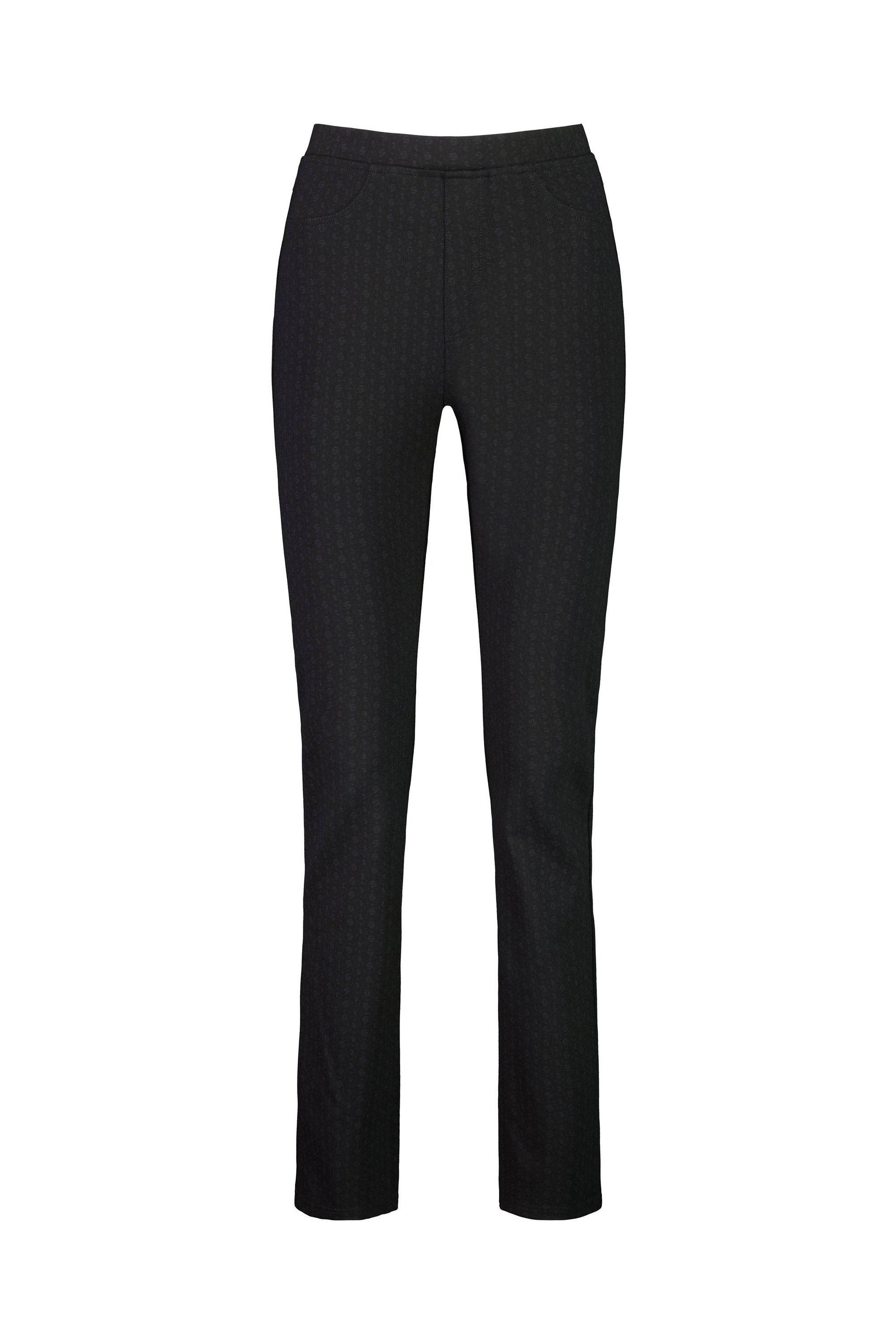 The Vassalli Bay Ponti Pull On - Colombia is a high rise slim leg pant with a subtle textured pattern and flat waistband, designed for a smooth fit. Shown against a plain white background.