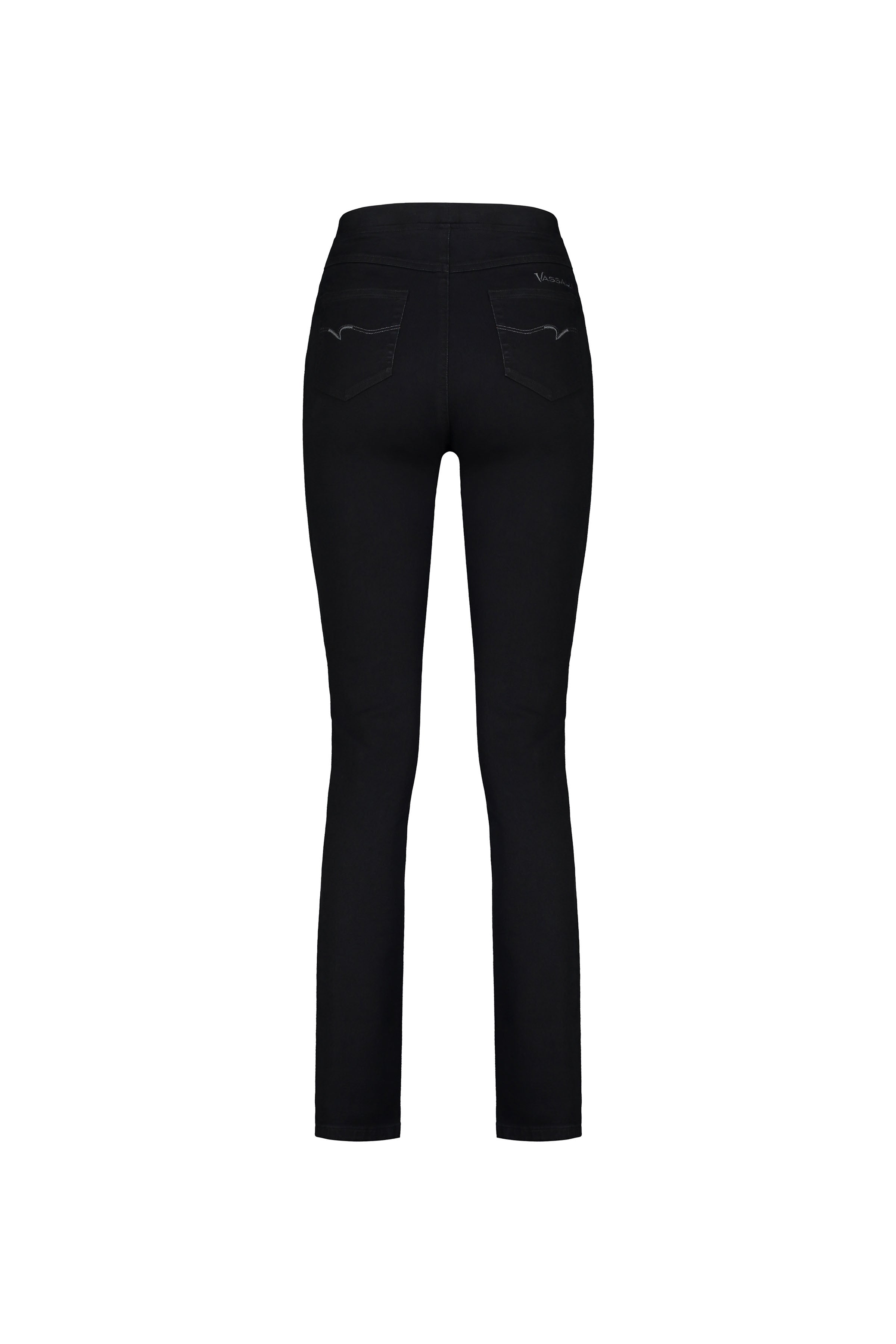 234DN Black Denim - Slim Leg Full Length Denim Pull-On - Vassalli