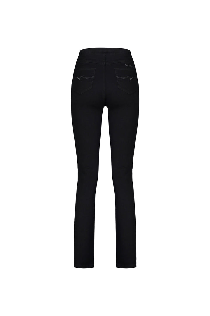 234DN Black Denim - Slim Leg Full Length Denim Pull-On - Vassalli